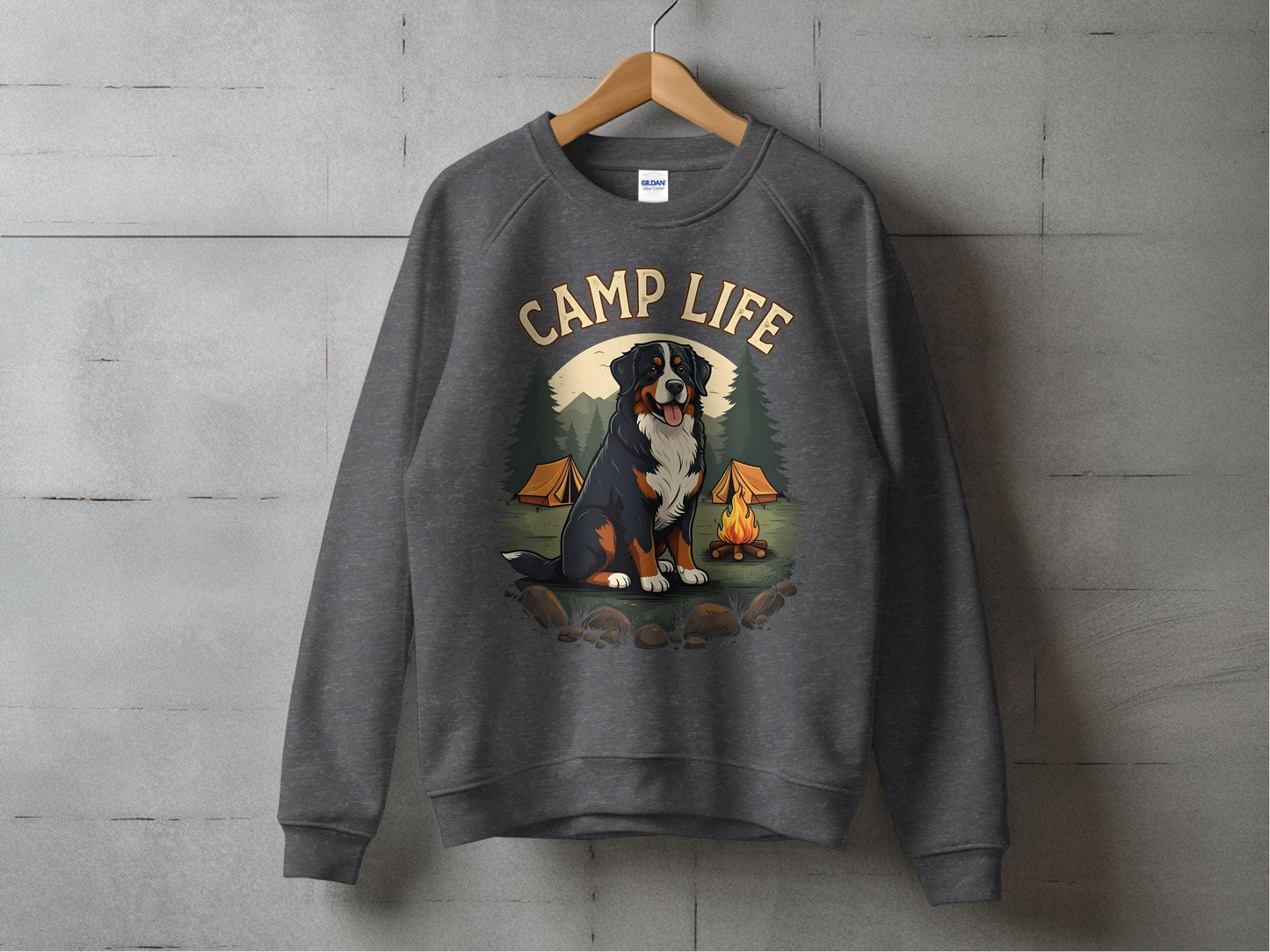 Camp Life Mountain Dog and Campfire Sweatshirt product type