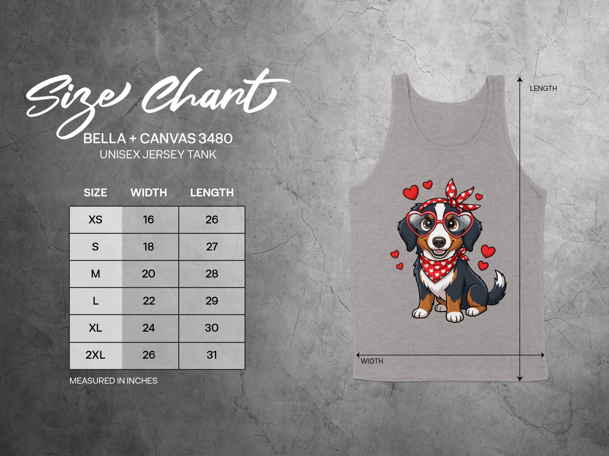 Cute Dog in Heart Glasses Unisex Jersey Tank Top