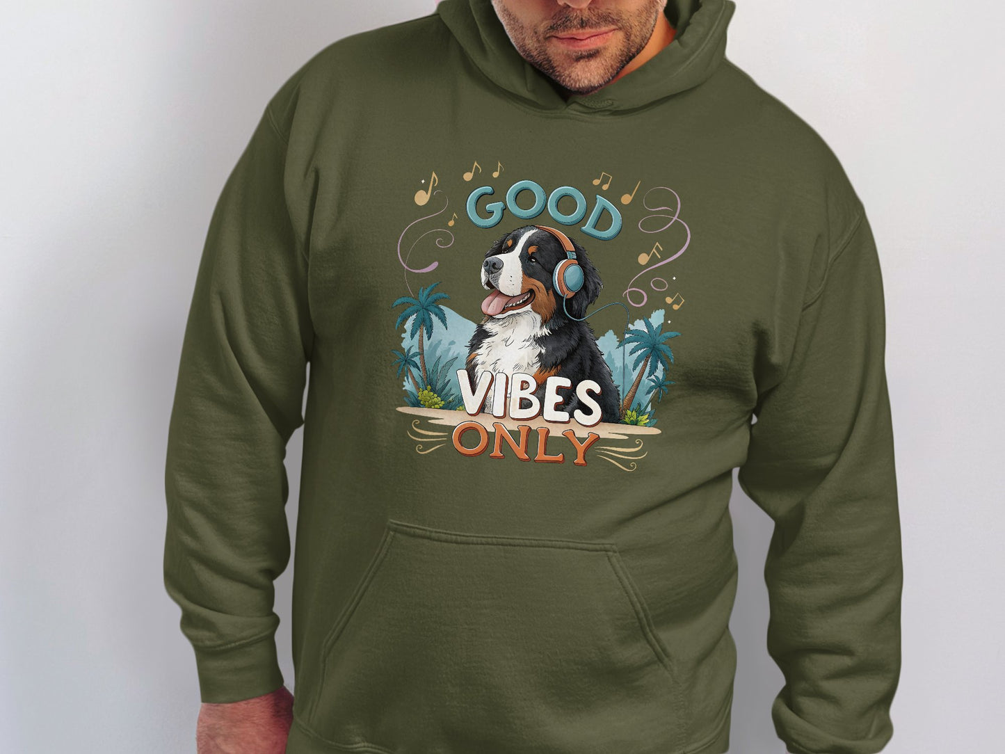 Good Vibes Only Dog Listening to Music Hoodie product