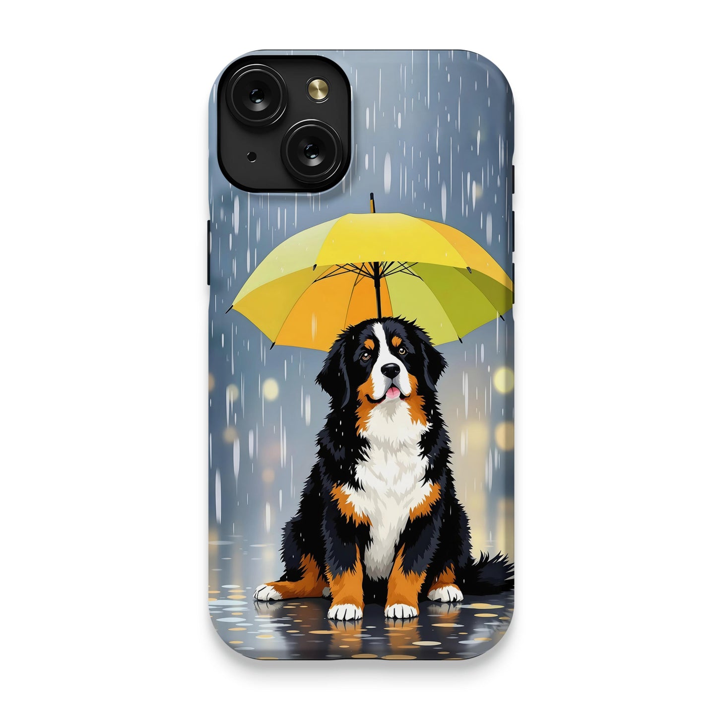 Colorful Dog with Umbrella Rainy Day Phone Case product