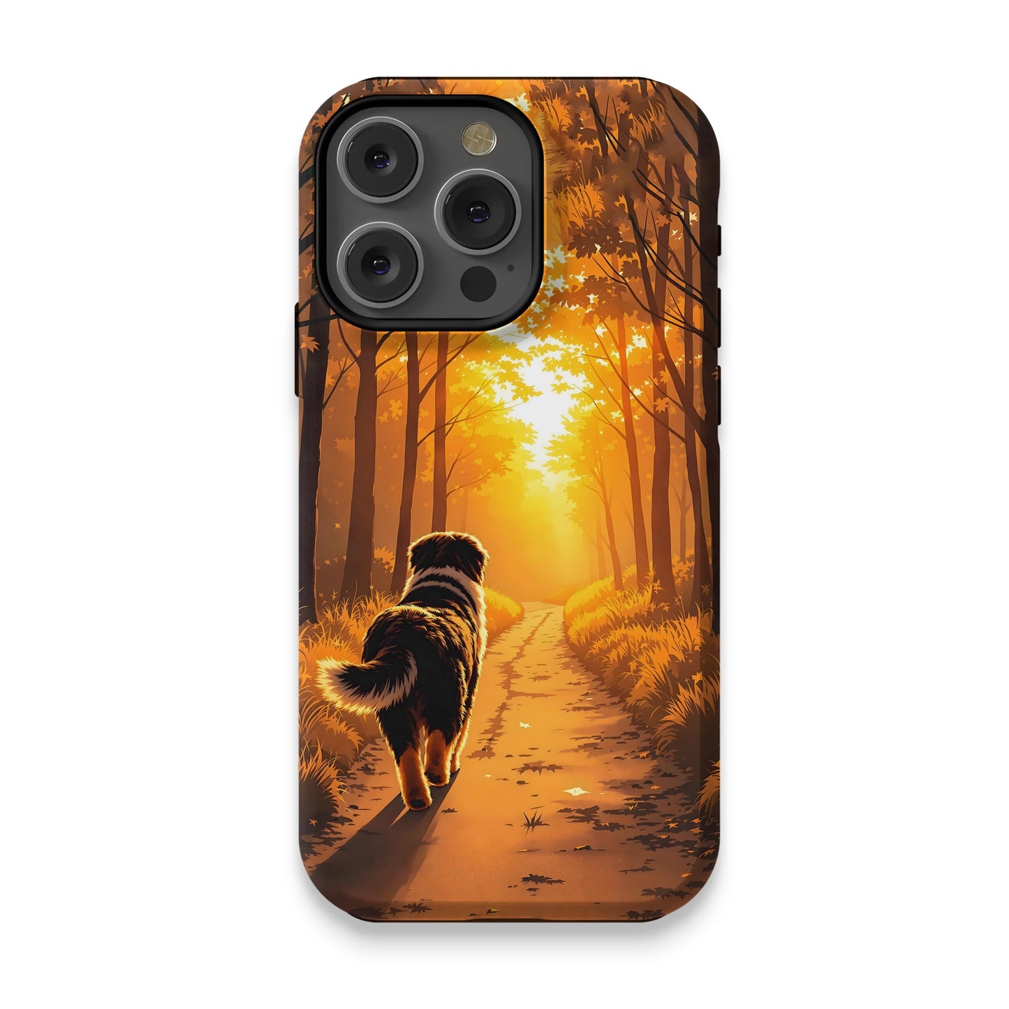 Golden Sunset Path with Dog iPhone case product