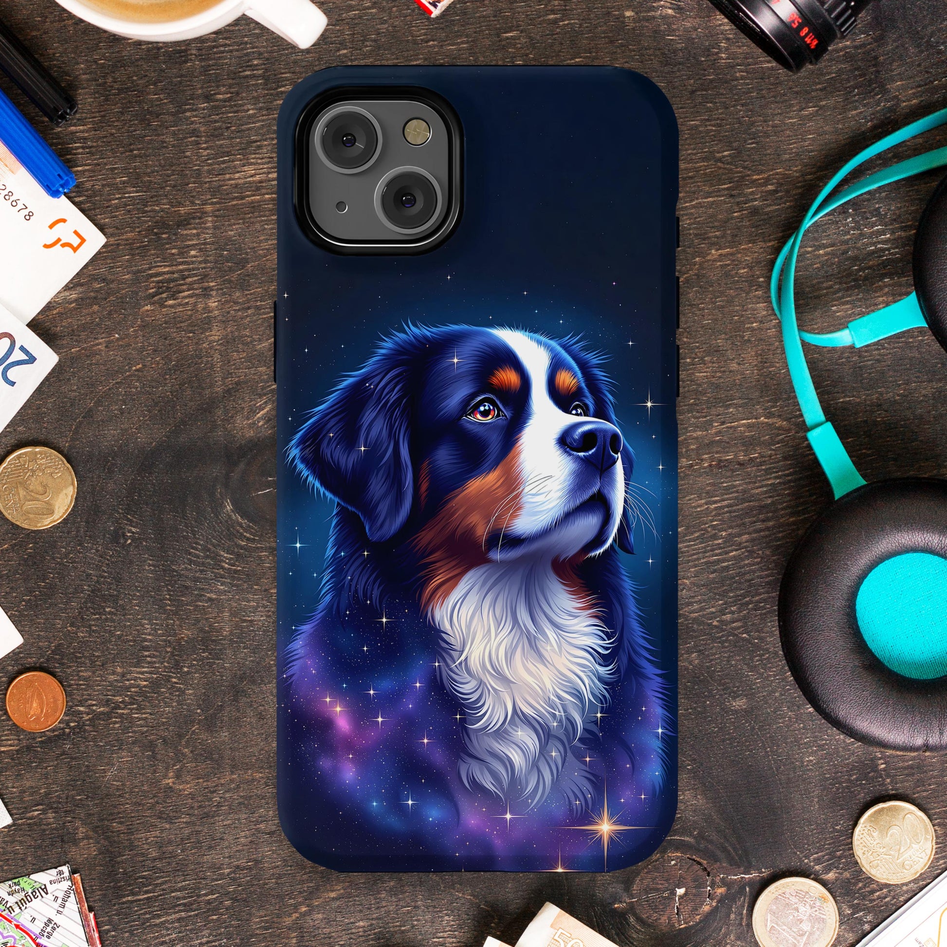 Vibrant Cosmic Dog Art Phone Case stunning product
