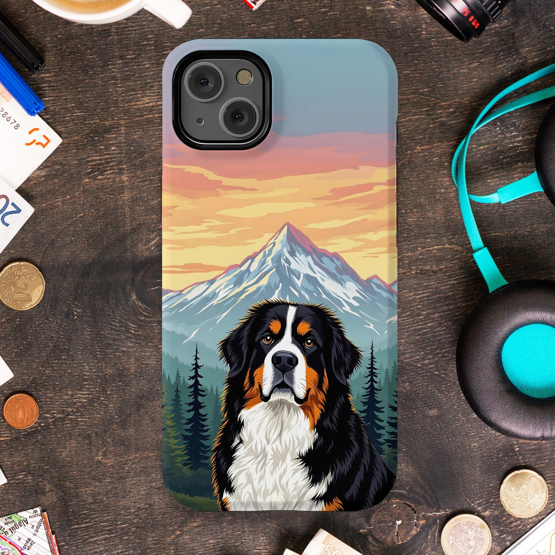 Majestic Mountain and Dog Printed Phone Case product