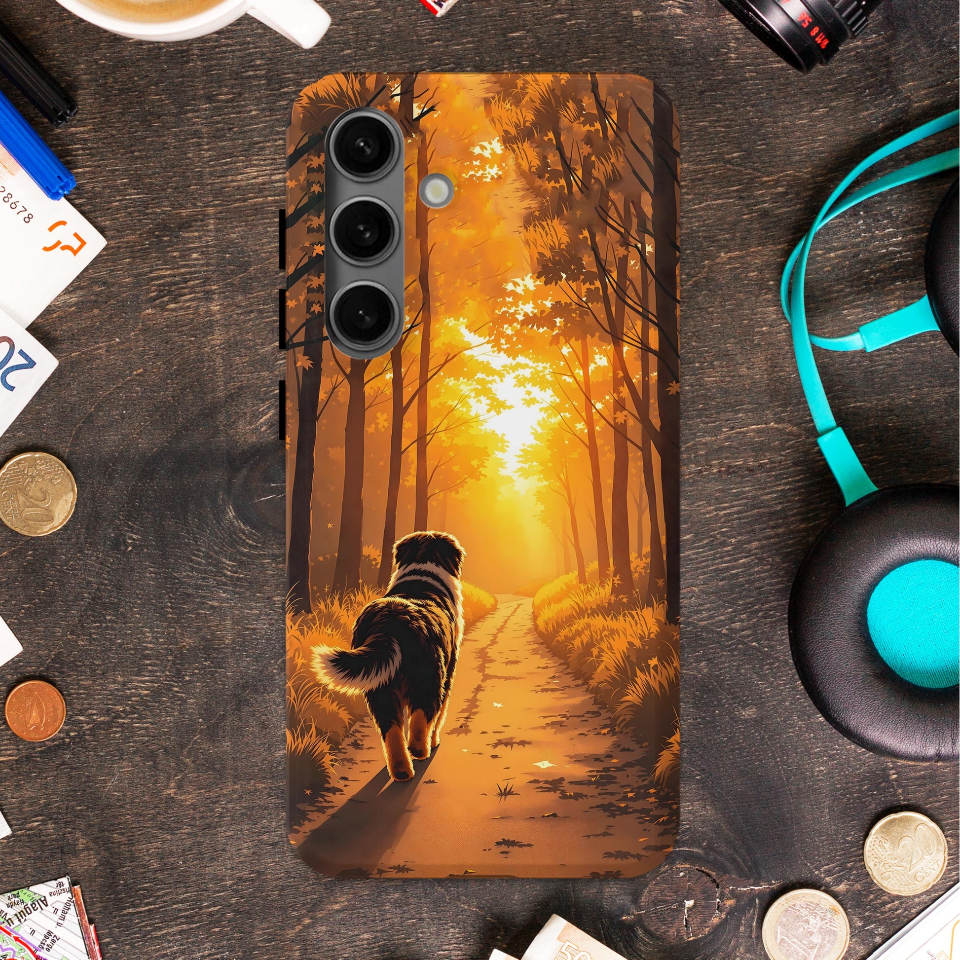 Golden Path Sunset Dog Design on Phone Case product type