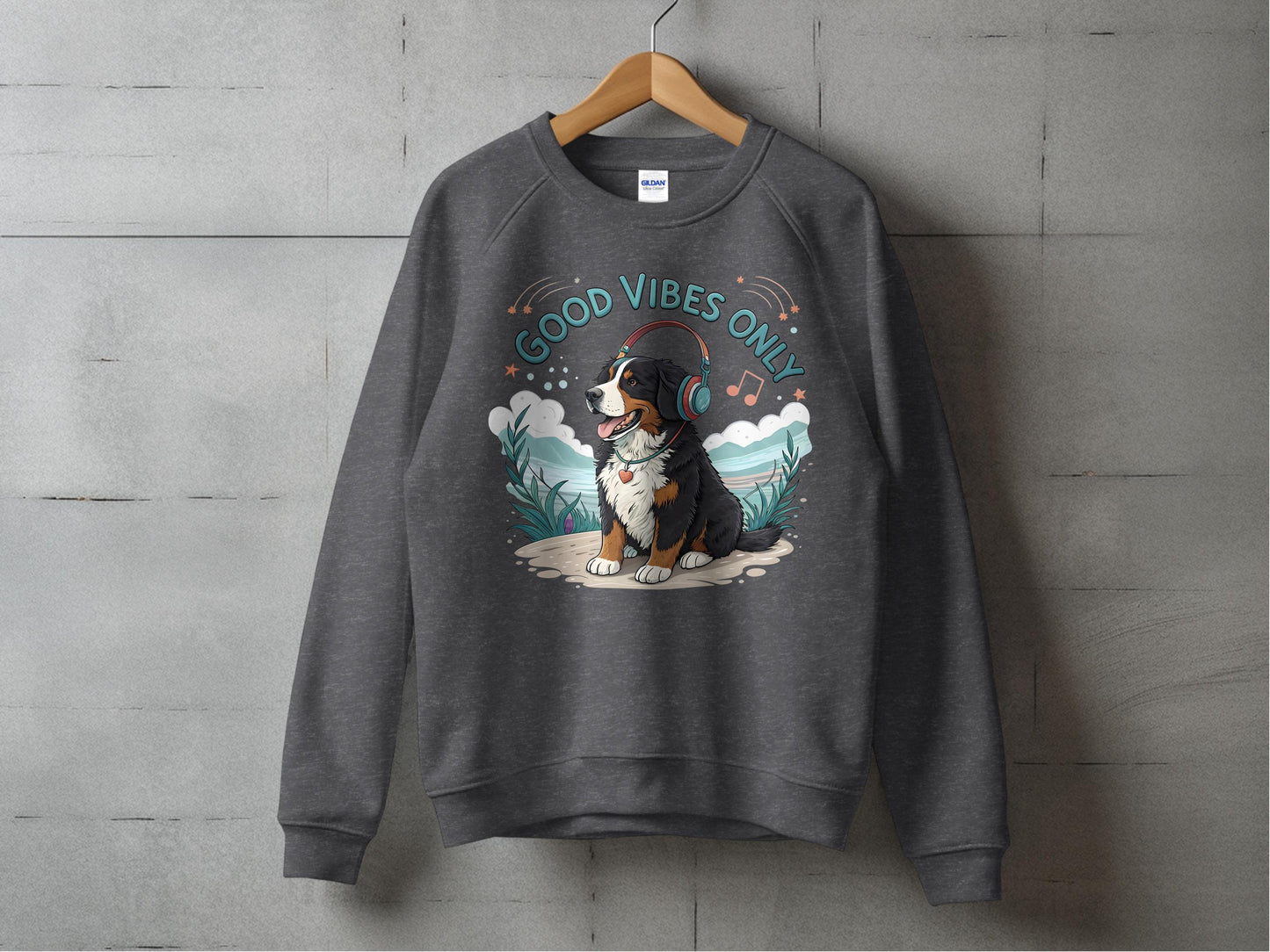 Good Vibes Only Dog with Headphones Sweatshirt product type