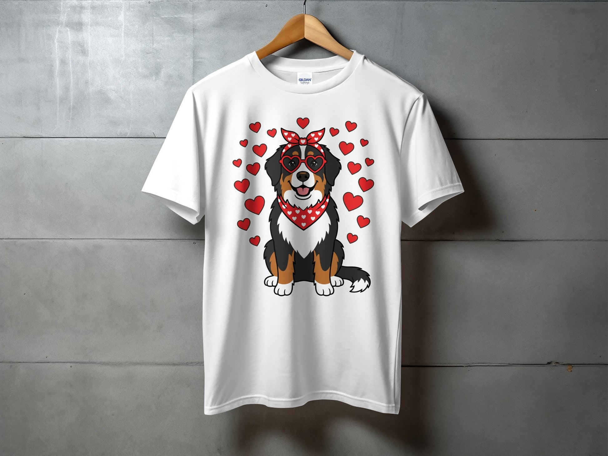 Cute Dog with Hearts Valentine's Day T-shirt