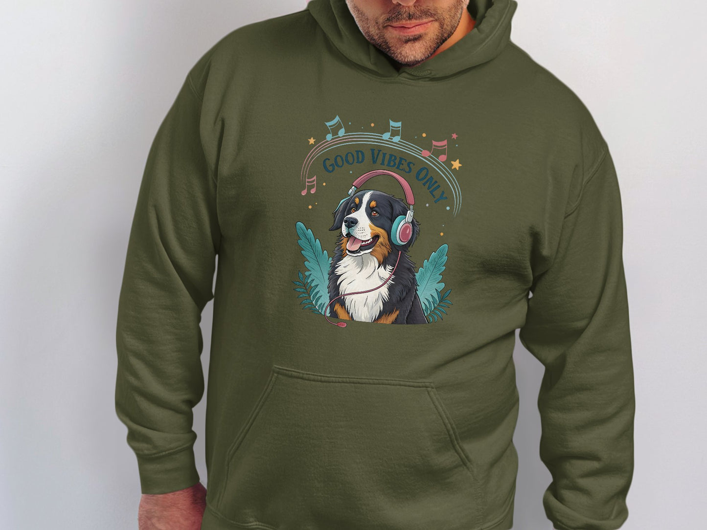 Good Vibes Only Headphone Dog Hoodie product type