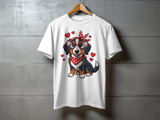 Adorable Dog with Heart Glasses T-Shirt Product