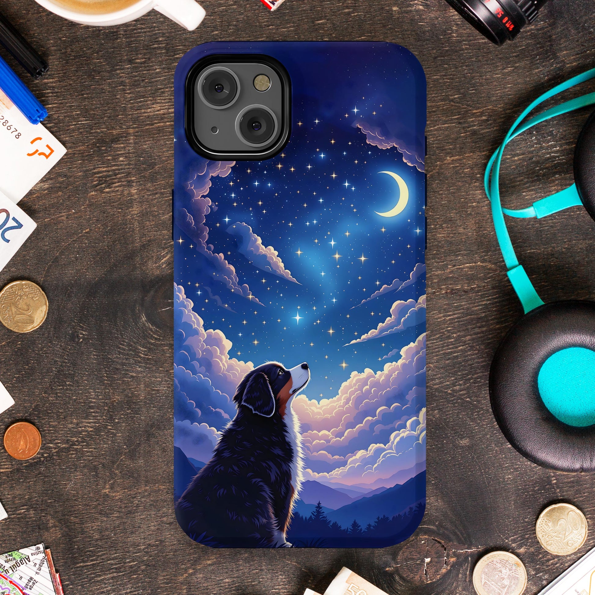 Dreamy Night Sky Dog Illustration Phone Case product