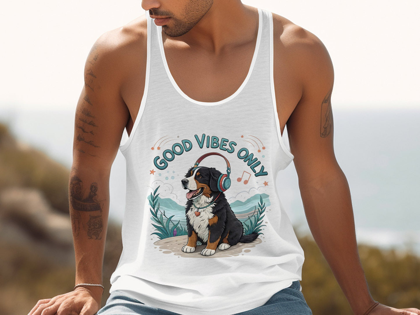 Good Vibes Only Graphic Tank Top for Men Summer product