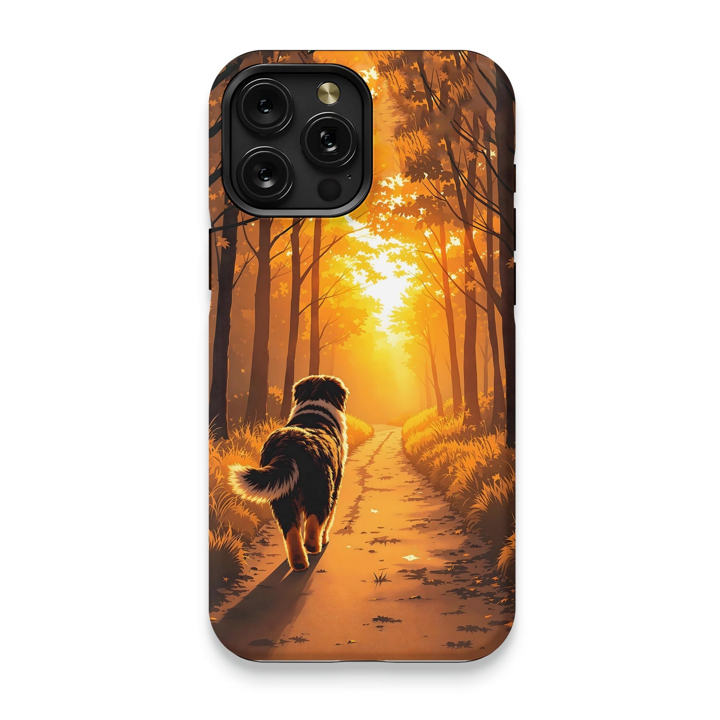 Dog Walking in Autumn Forest iPhone Case Product Type