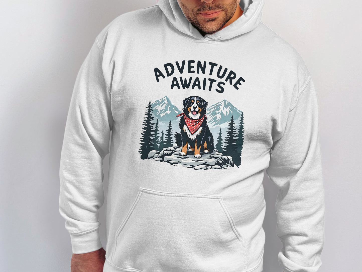 Adventure Awaits Hoodie with Mountain and Dog product type