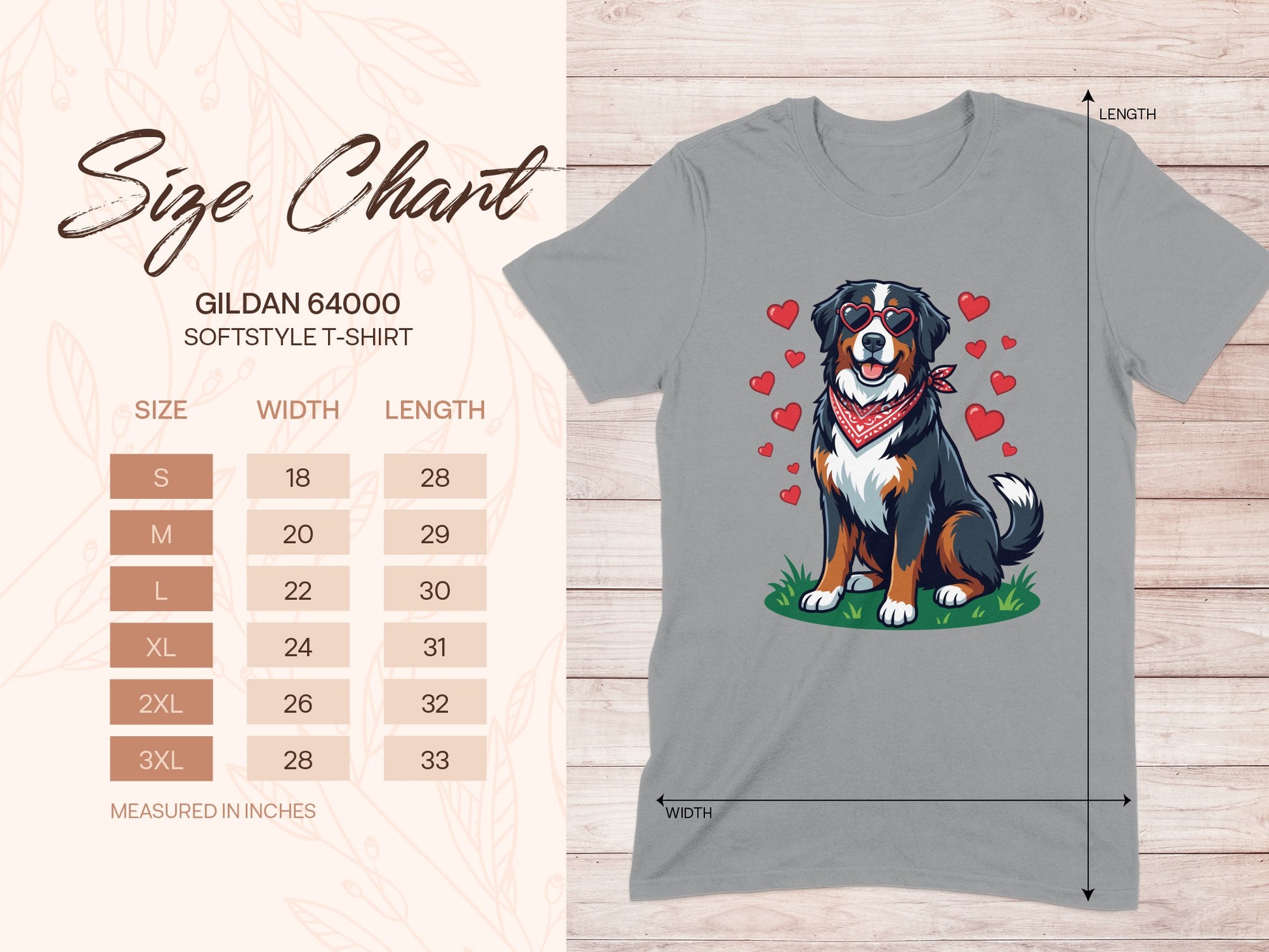 Happy Dog With Hearts Gildan 64000 Softstyle T-Shirt