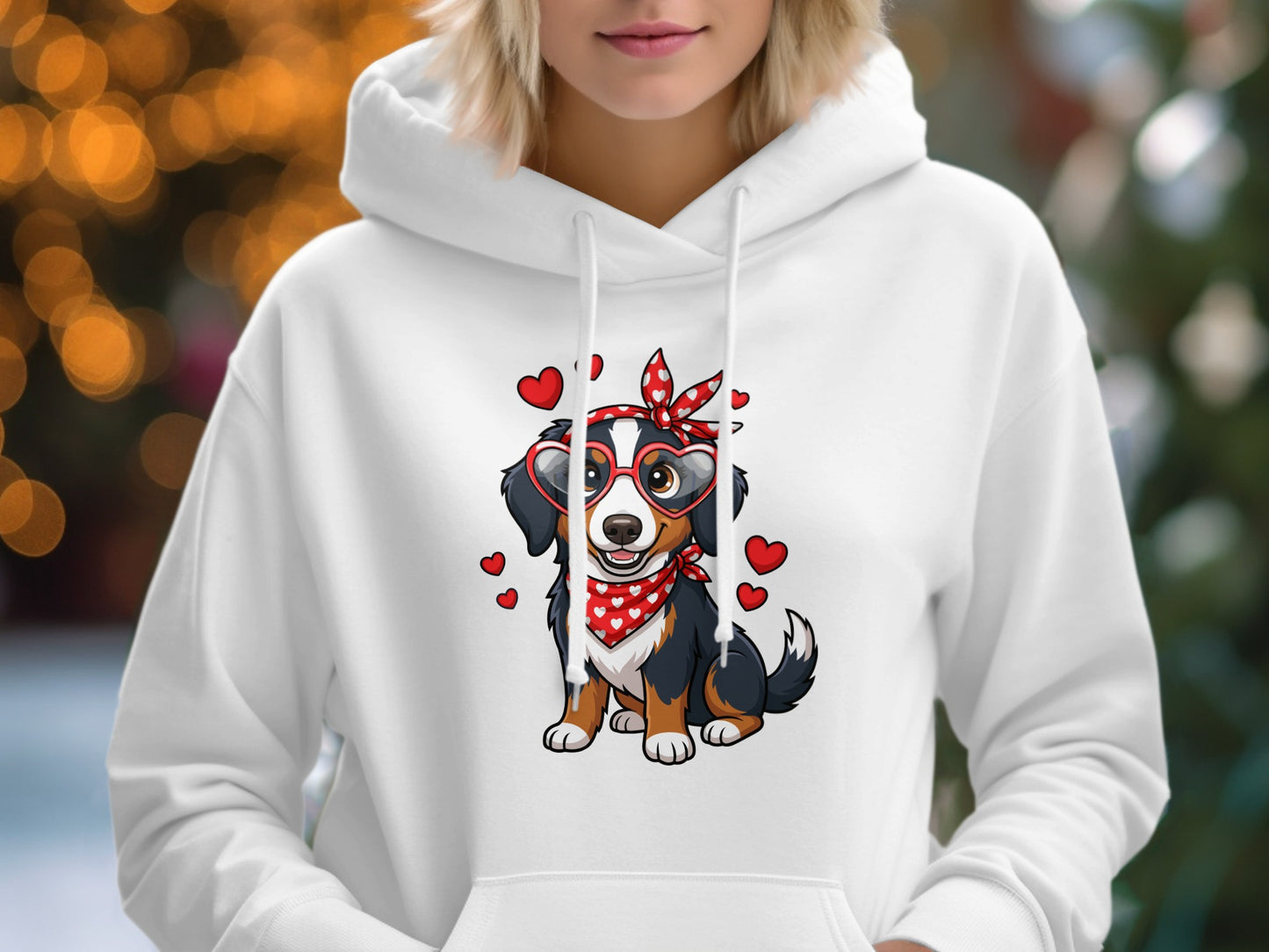 Cute Dog with Glasses and Hearts Hoodie Product
