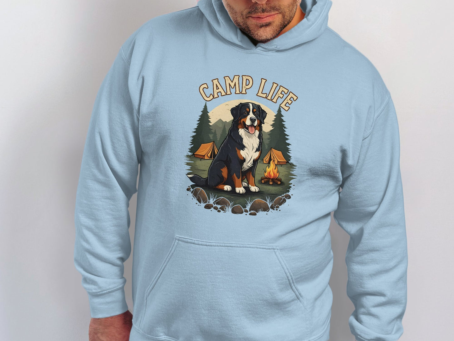 Camp Life Hoodie with Dog and Tent Design product