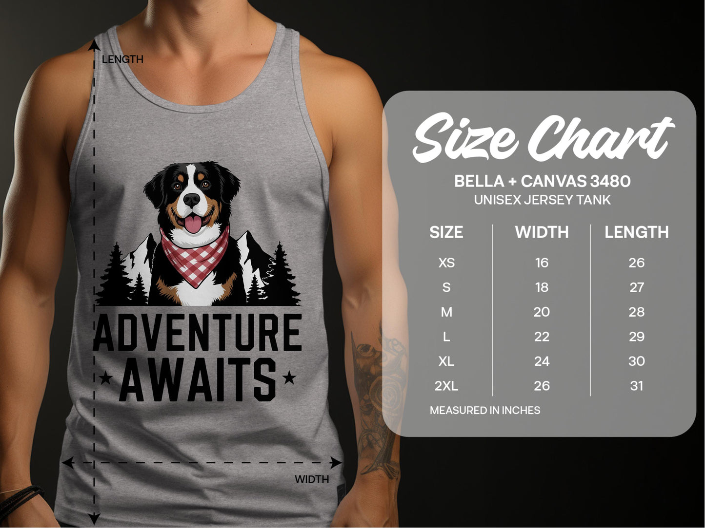 Adventure Awaits Dog Design Unisex Jersey Tank product