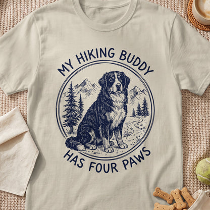 Bernese Mountain Dog with "My Hiking Buddy Has Four Paws" text.
