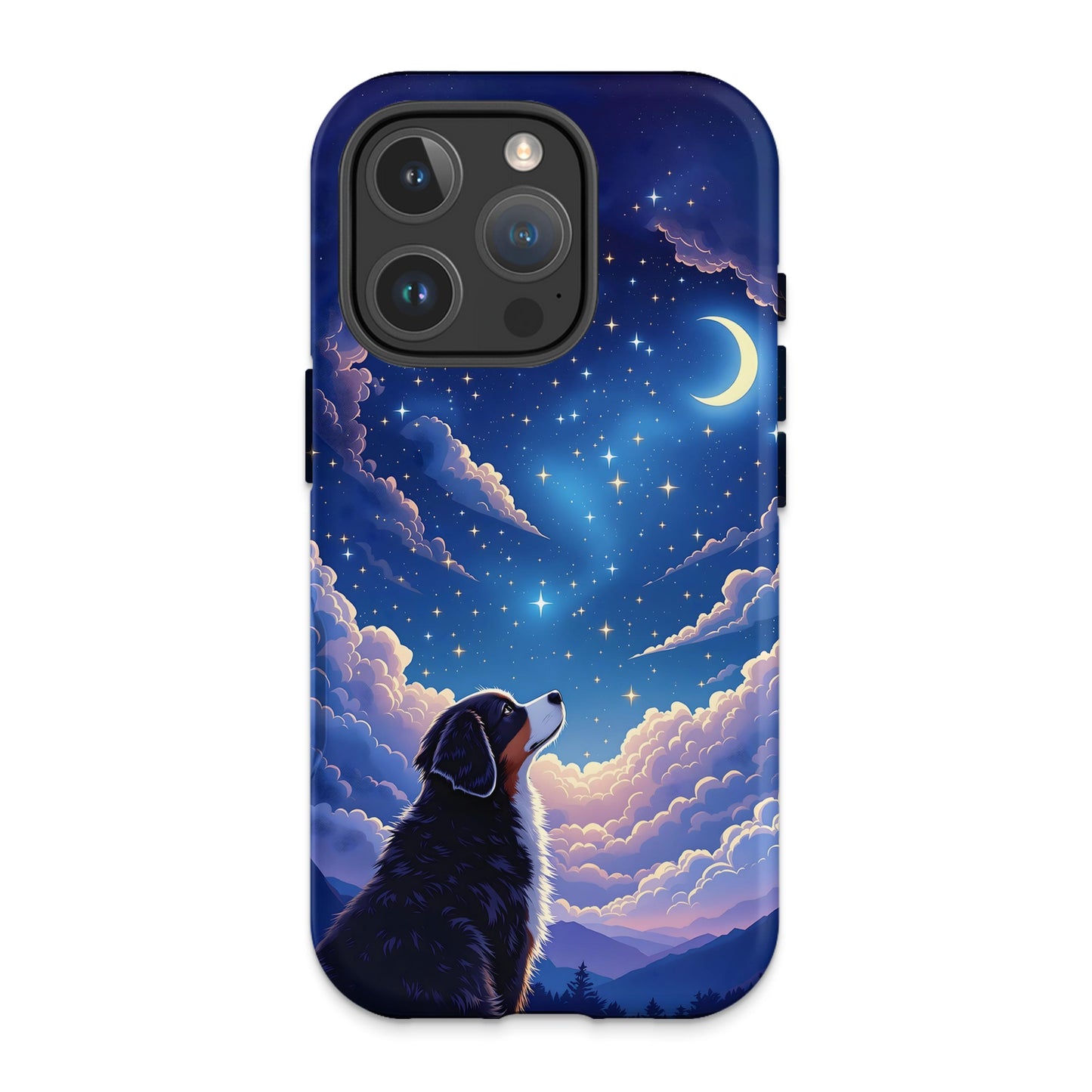 Dog Gazing at Starry Night Sky Design Phone Case product