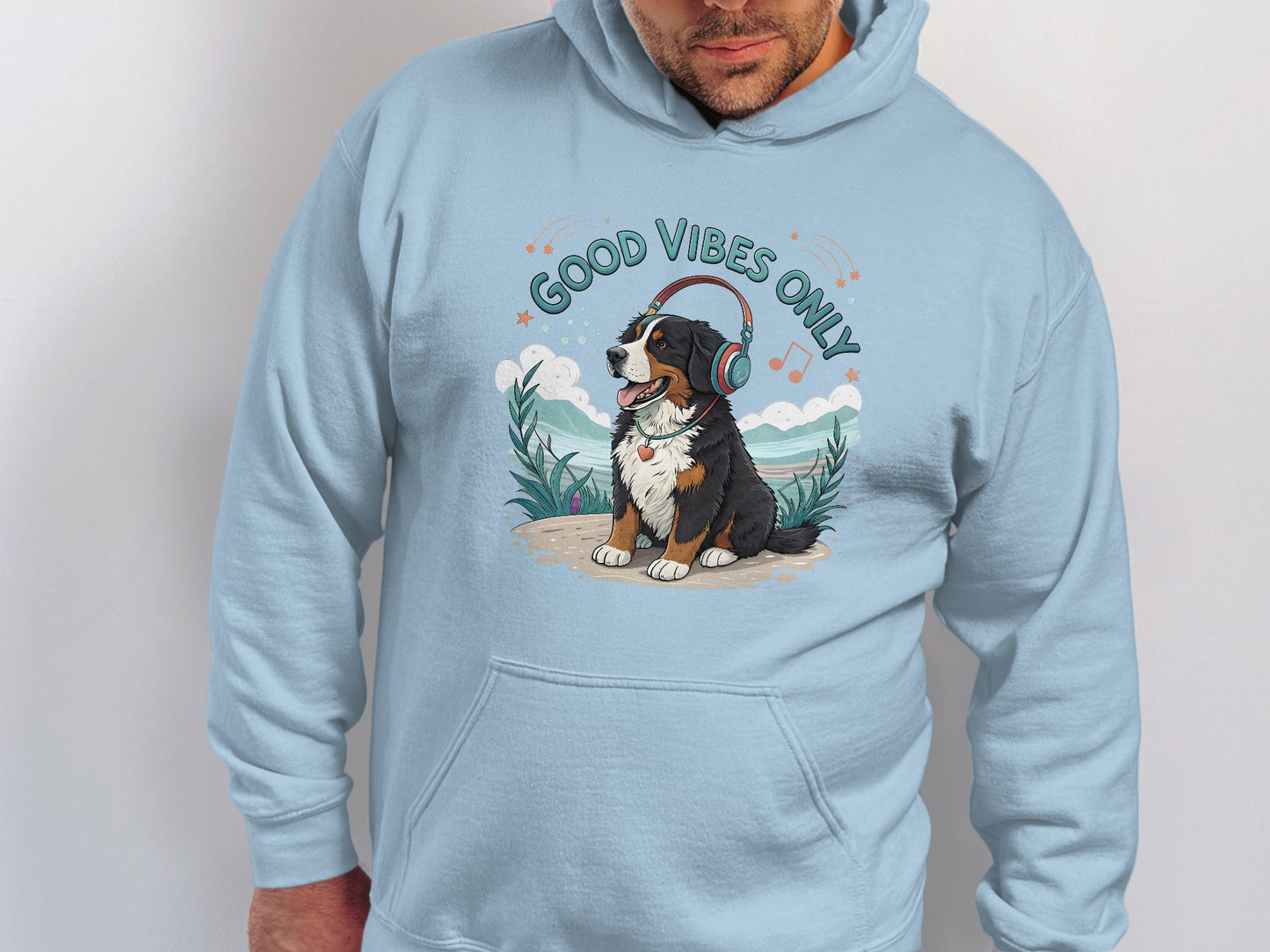 Good Vibes Only Hoodie with Dog Graphic product
