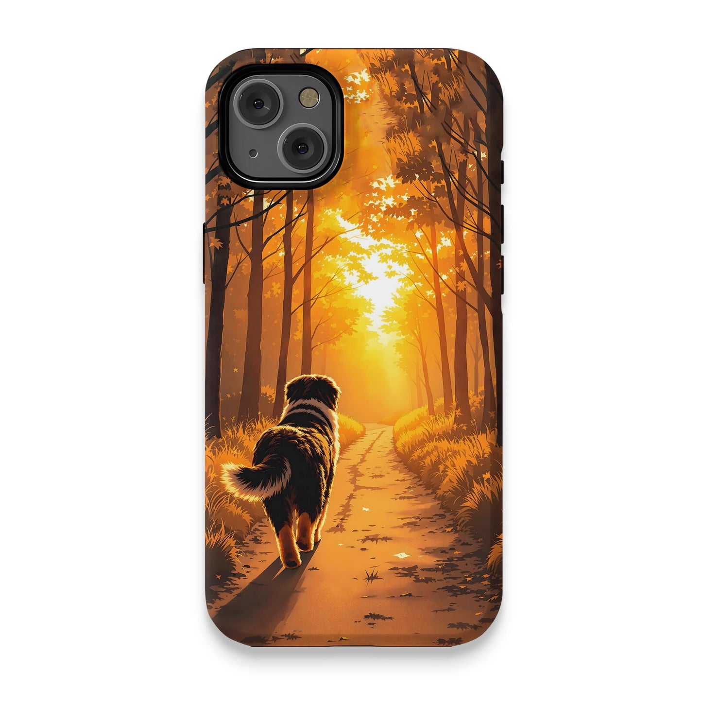Dog Walking through Autumn Forest Phone Case product type