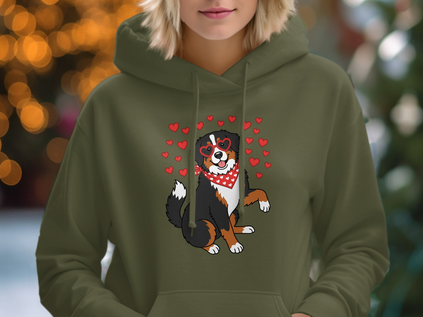 Cute Dog with Hearts Graphic Hoodie Sweatshirt