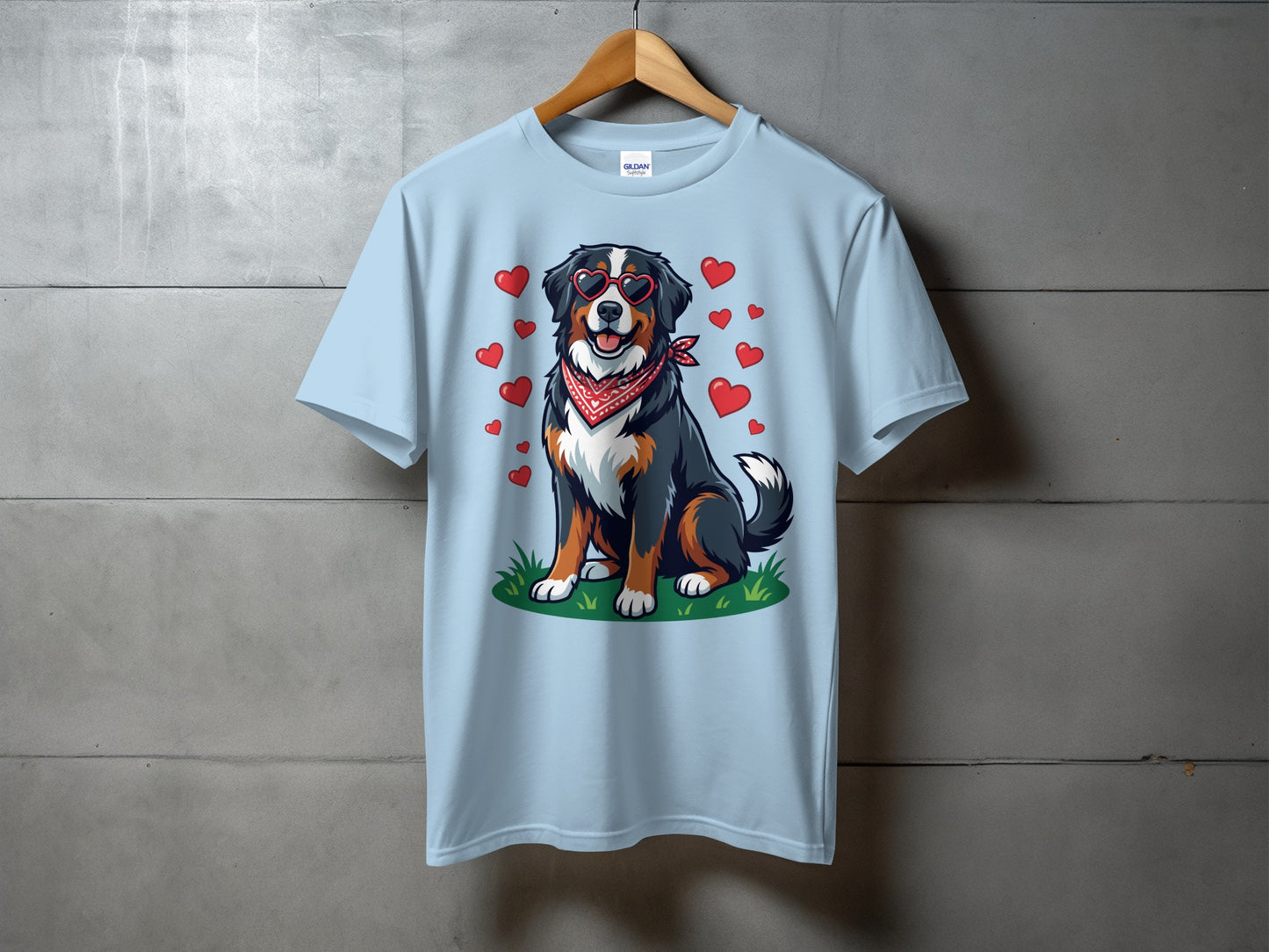 Cute Dog with Hearts and Bandana Graphic T-Shirt