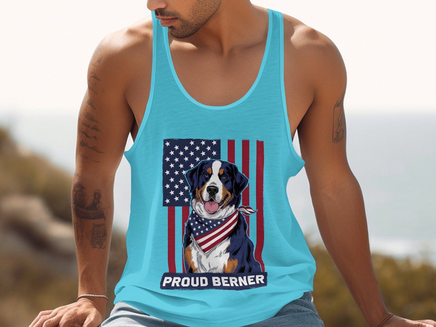 Proud Berner American Flag Men's Tank product