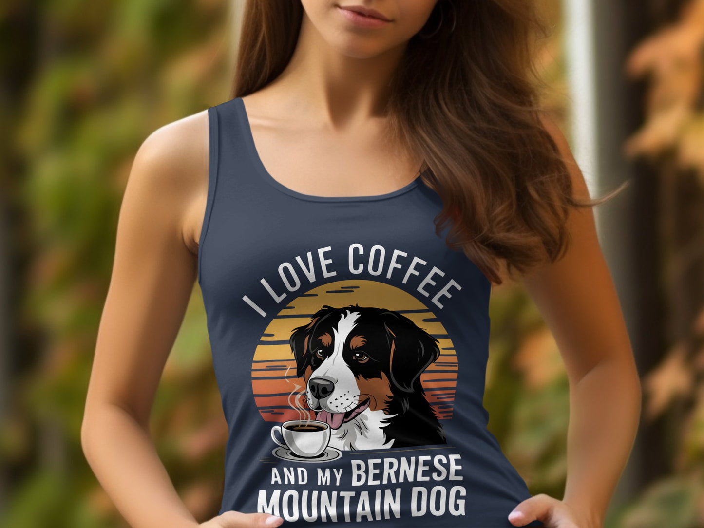 I Love Coffee and My Bernese Mountain Dog tank product
