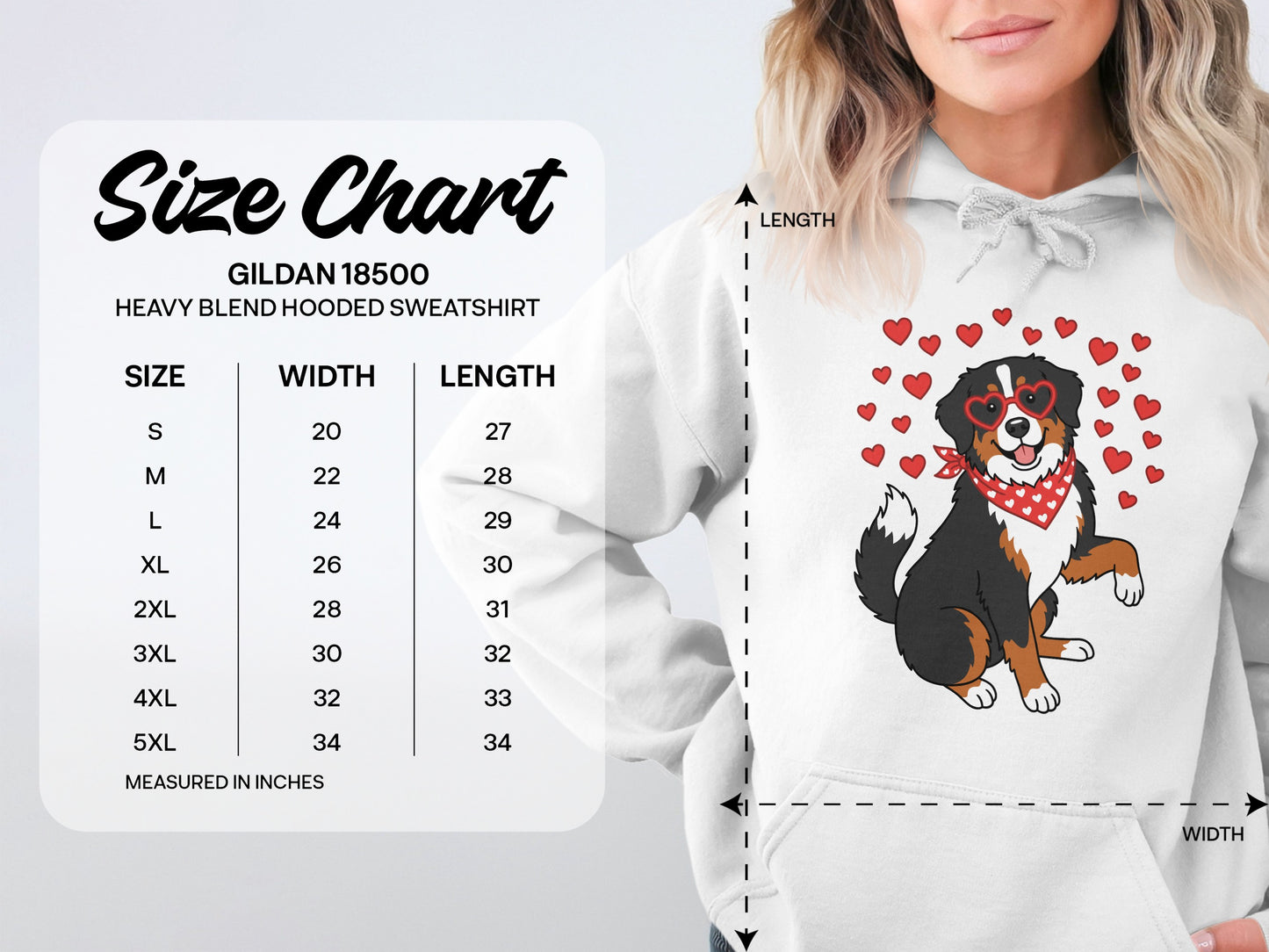 Adorable Dog Hearts Graphic Heavy Blend Hooded Sweatshirt