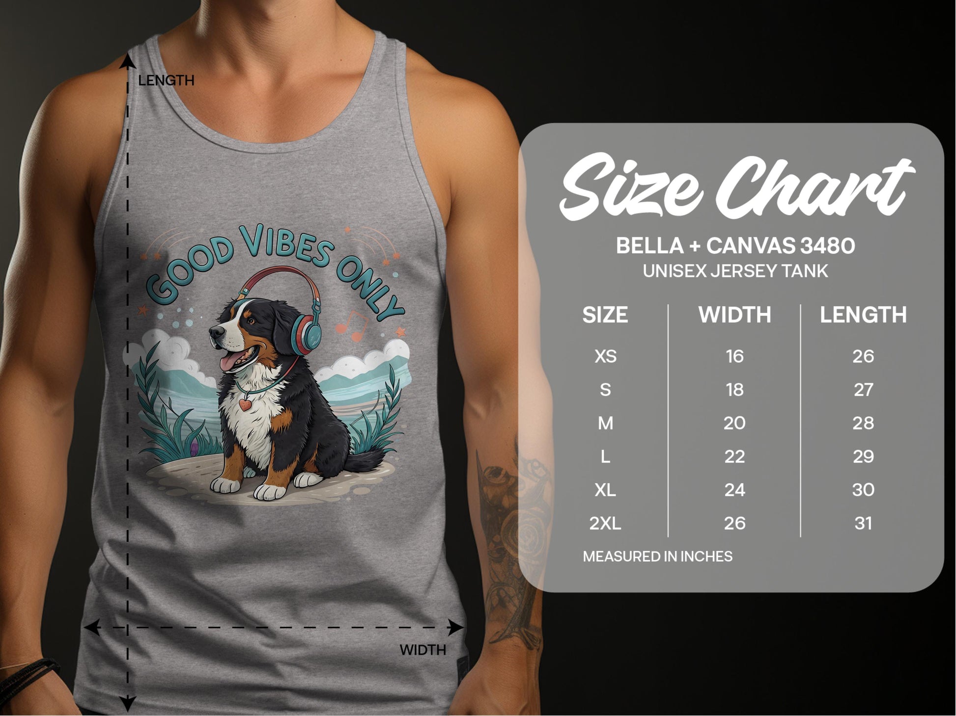 Good Vibes Only Dog Wearing Headphones Tank product