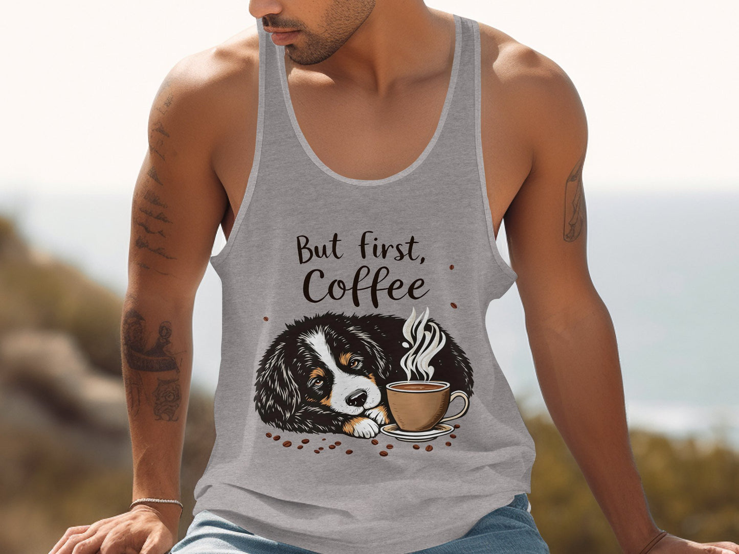 But First Coffee Dog With Coffee Cup Tank Top product