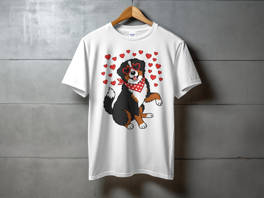 Cute Dog with Hearts Graphic T-Shirt