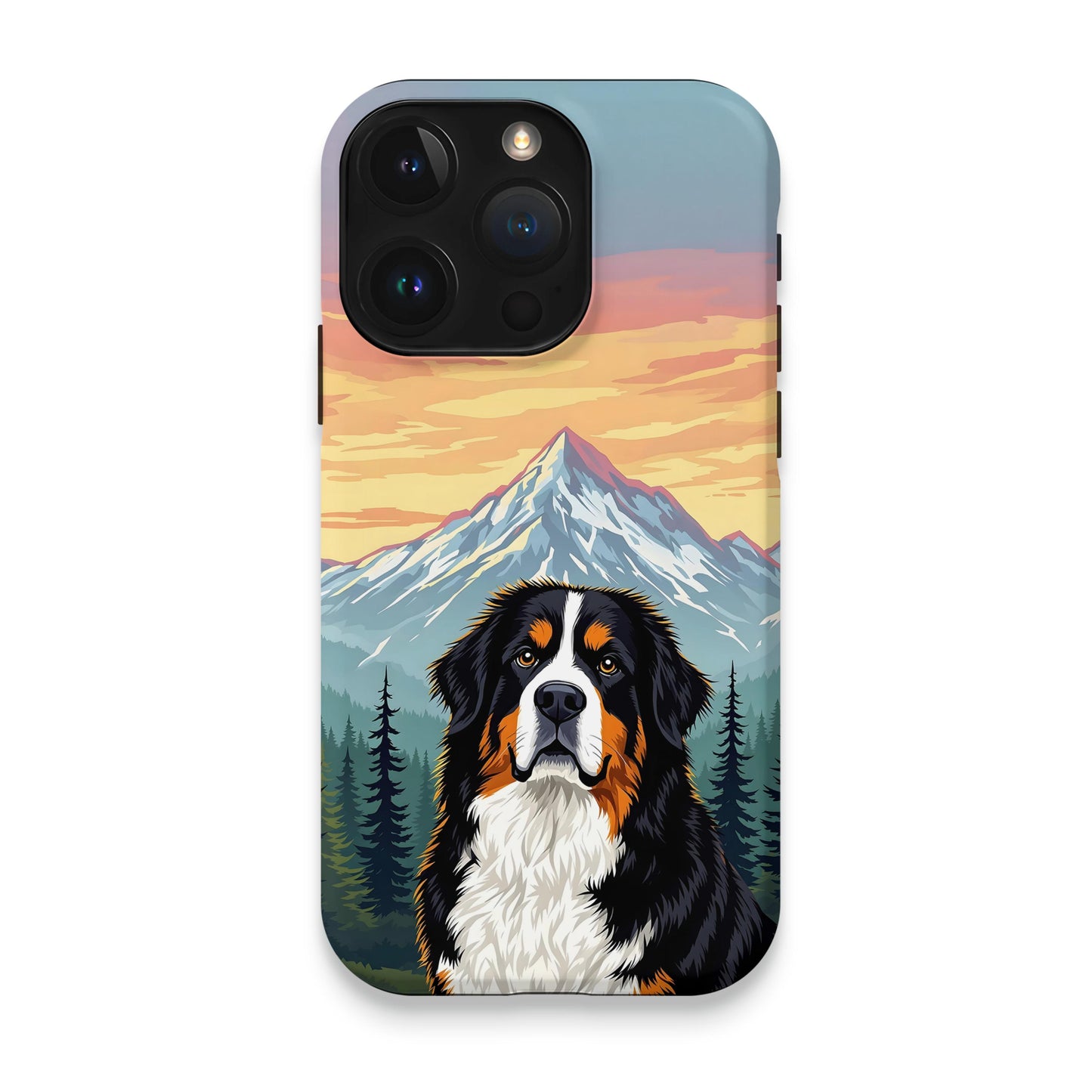 Mountain Sunset with Dog Print Phone Case product