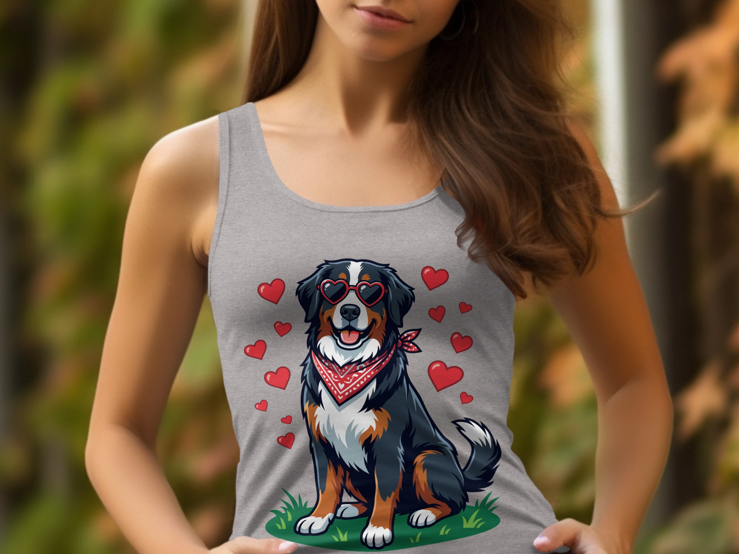 Adorable Dog with Hearts Graphic Tank Top Product