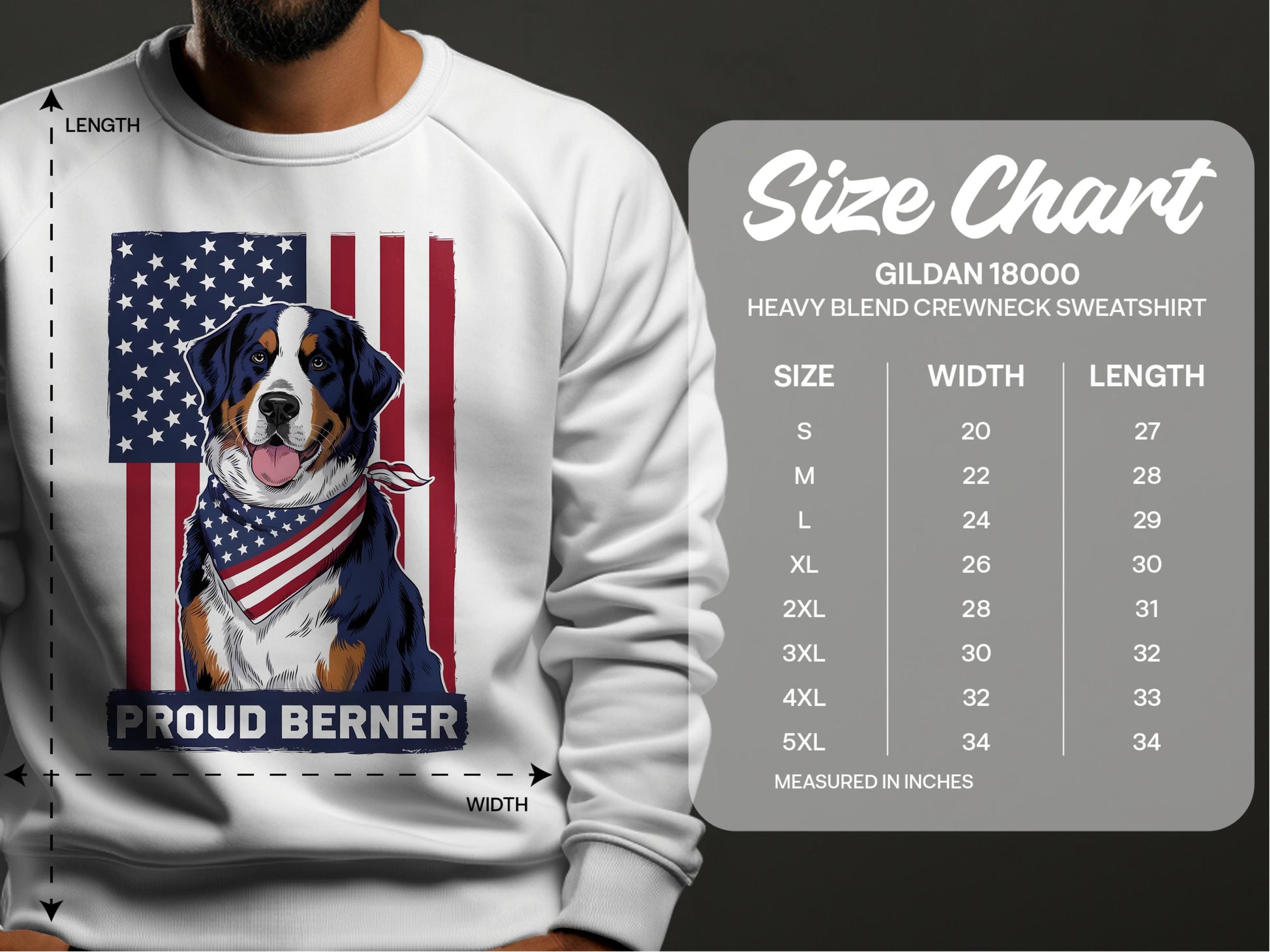 Proud Berner Dog Print Heavy Blend Crewneck Sweatshirt