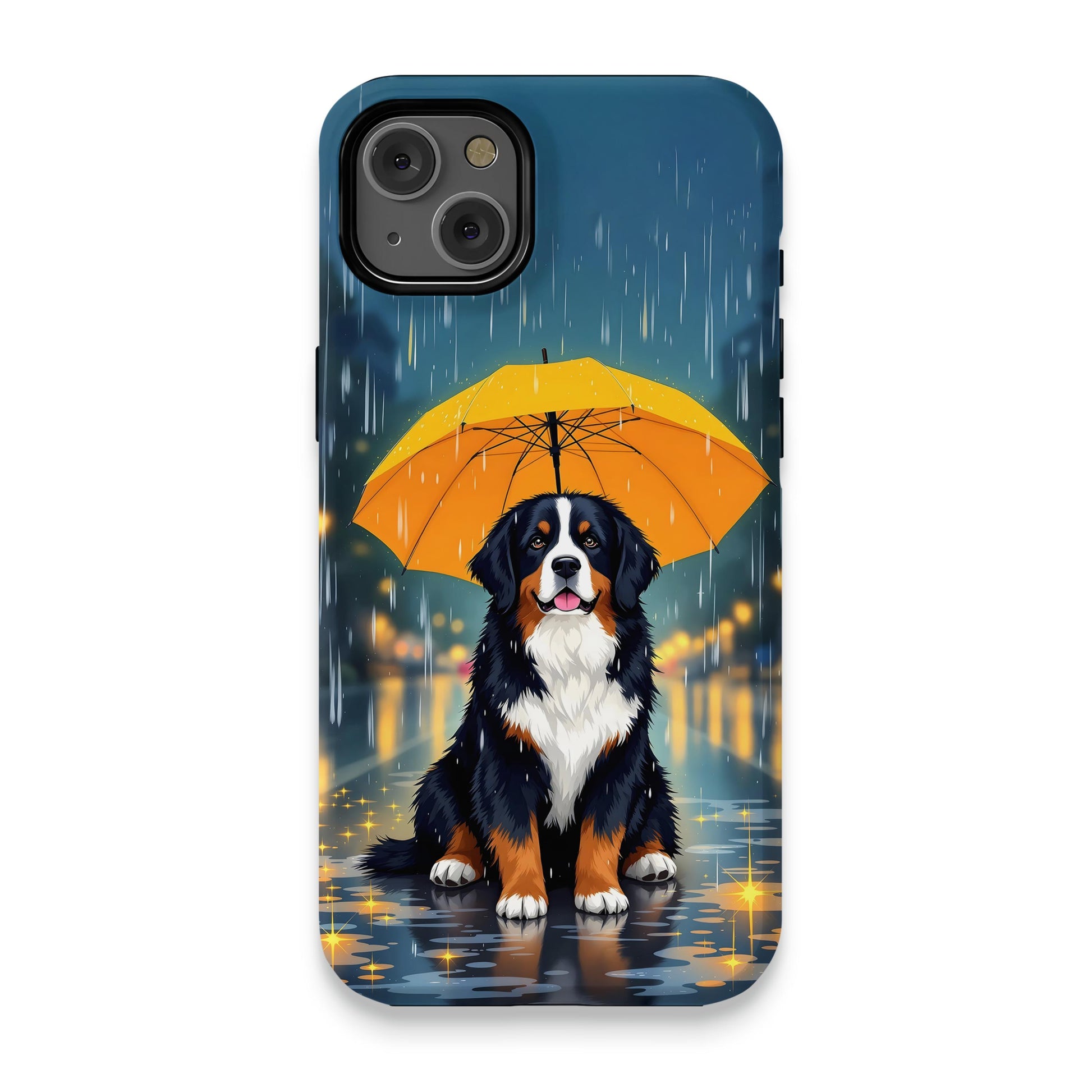 Cute Dog With Yellow Umbrella Illustrated Phone Case product