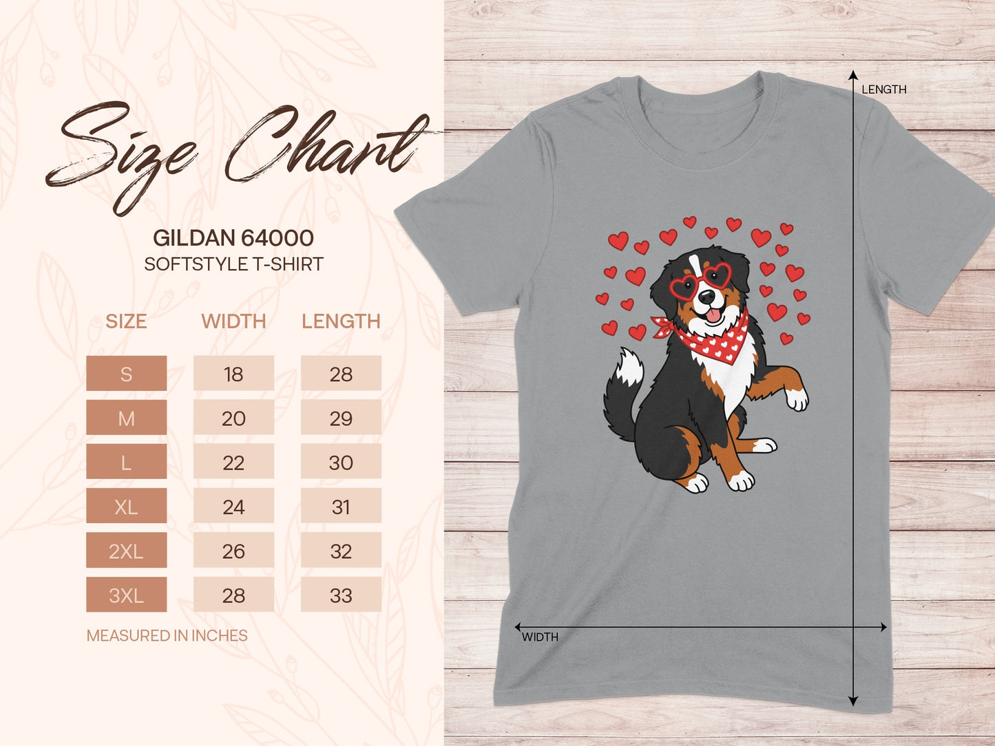 Cute Dog with Hearts Design Softstyle T-Shirt