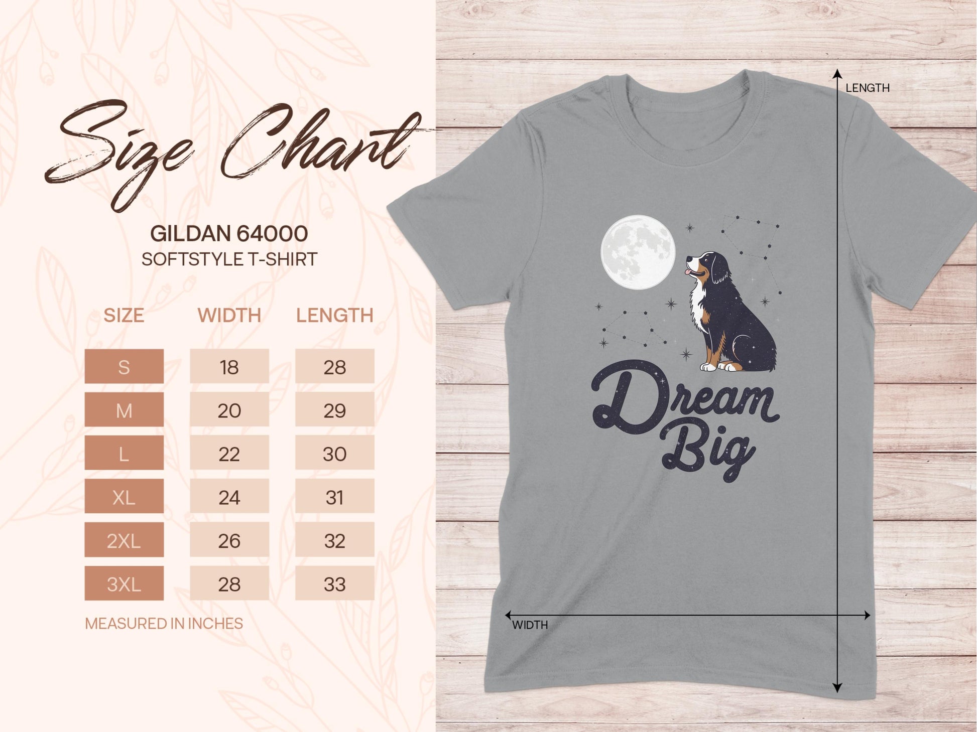 Dream Big Moon Night Dog Print T-shirt product