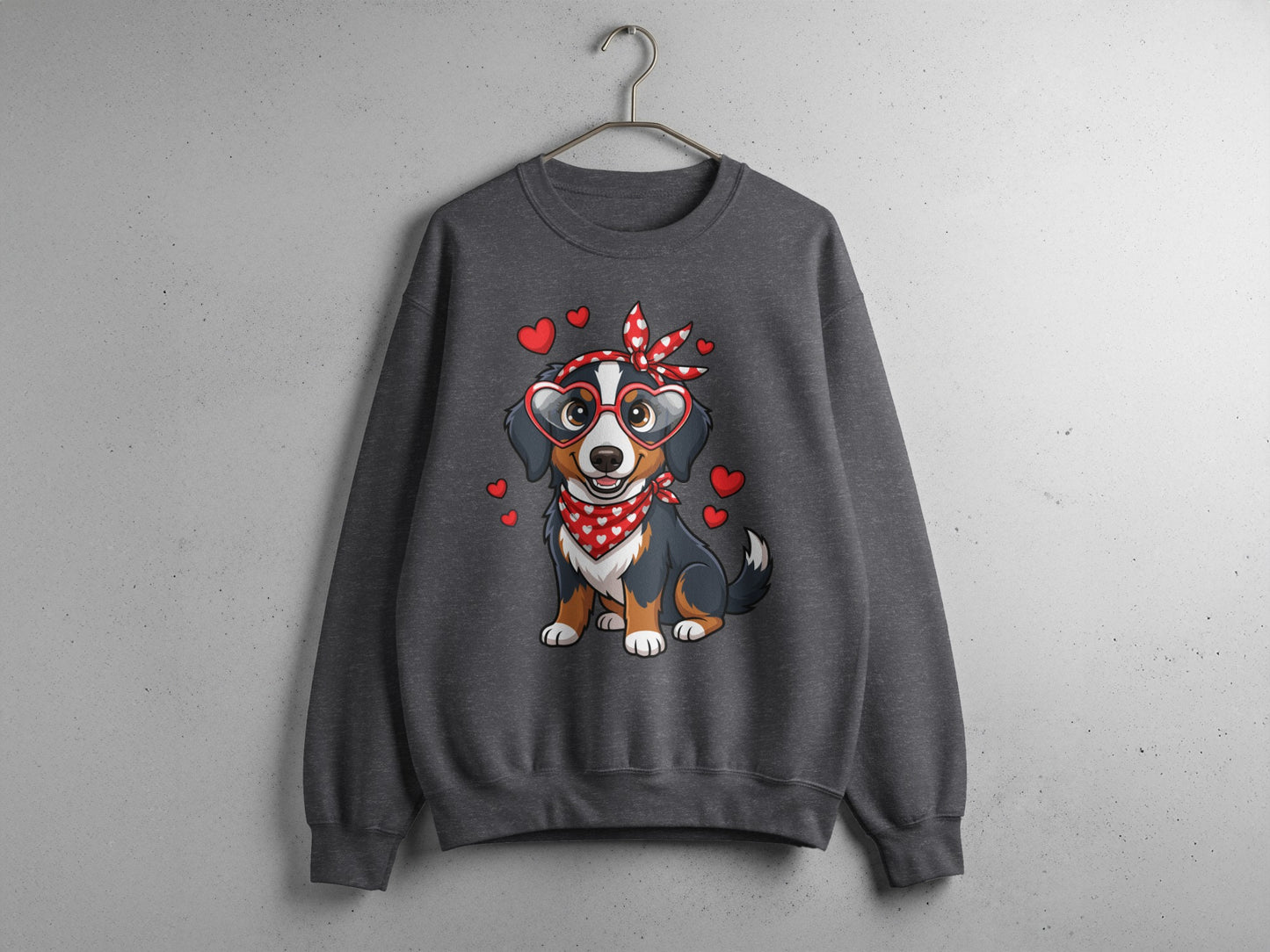 Cute Dog with Heart Glasses Design Sweatshirt