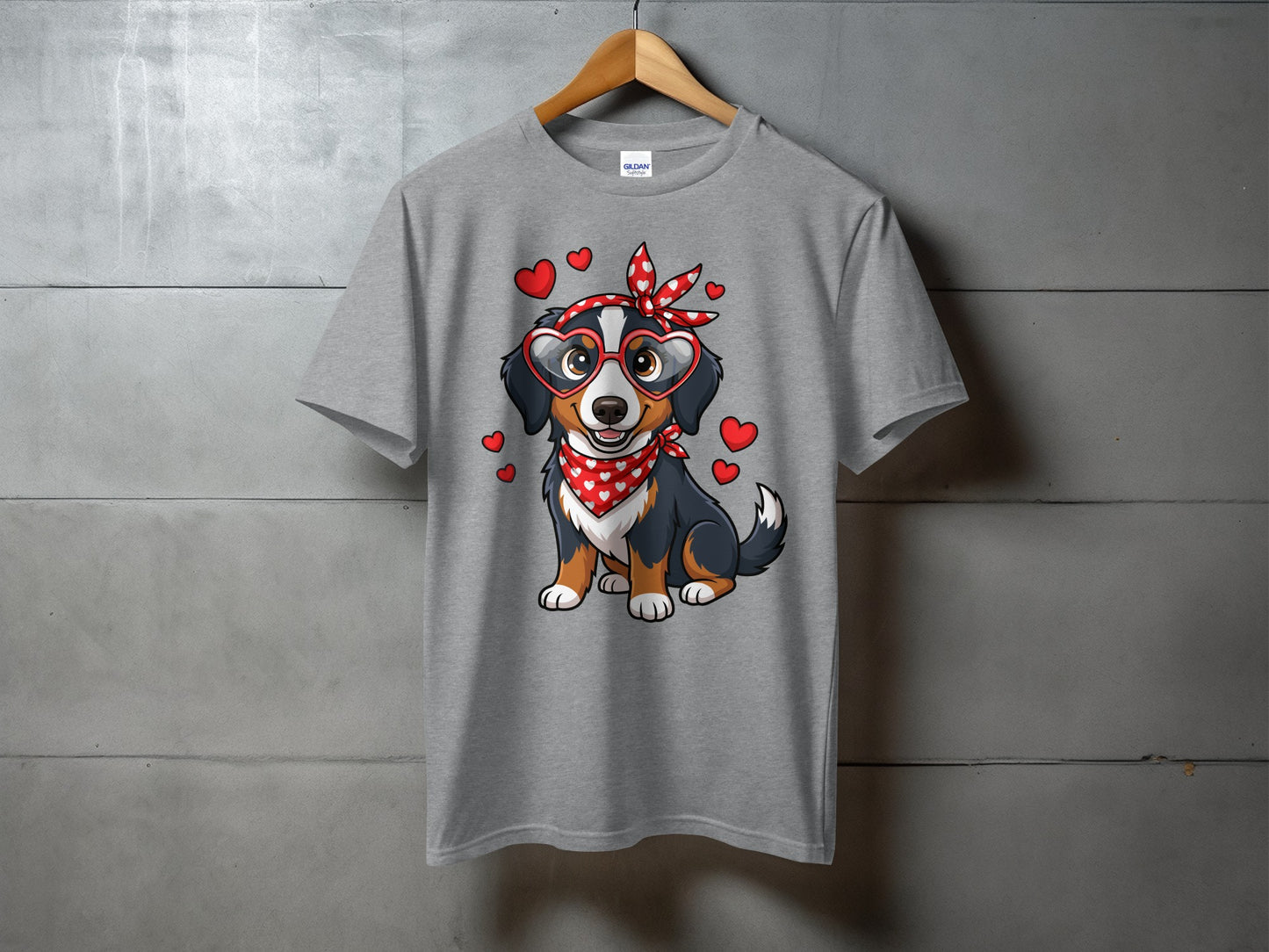 Cute Dog with Hearts and Bandana Graphic T-Shirt