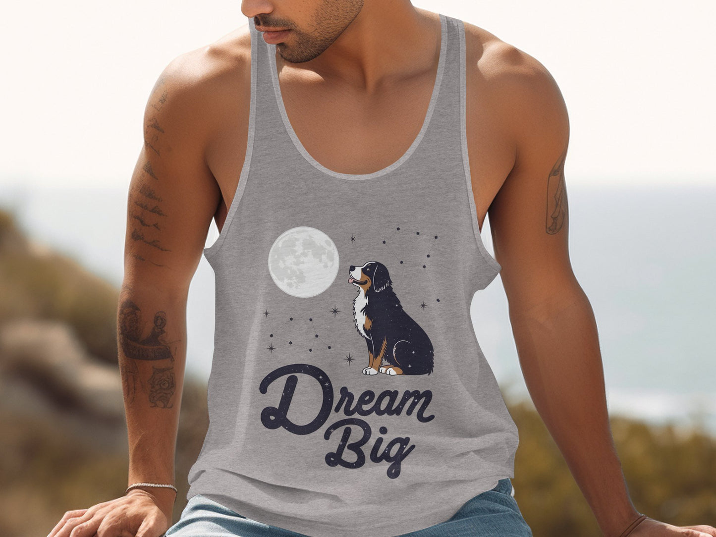 Dream Big Cute Dog Moonlit Night Tank Top product