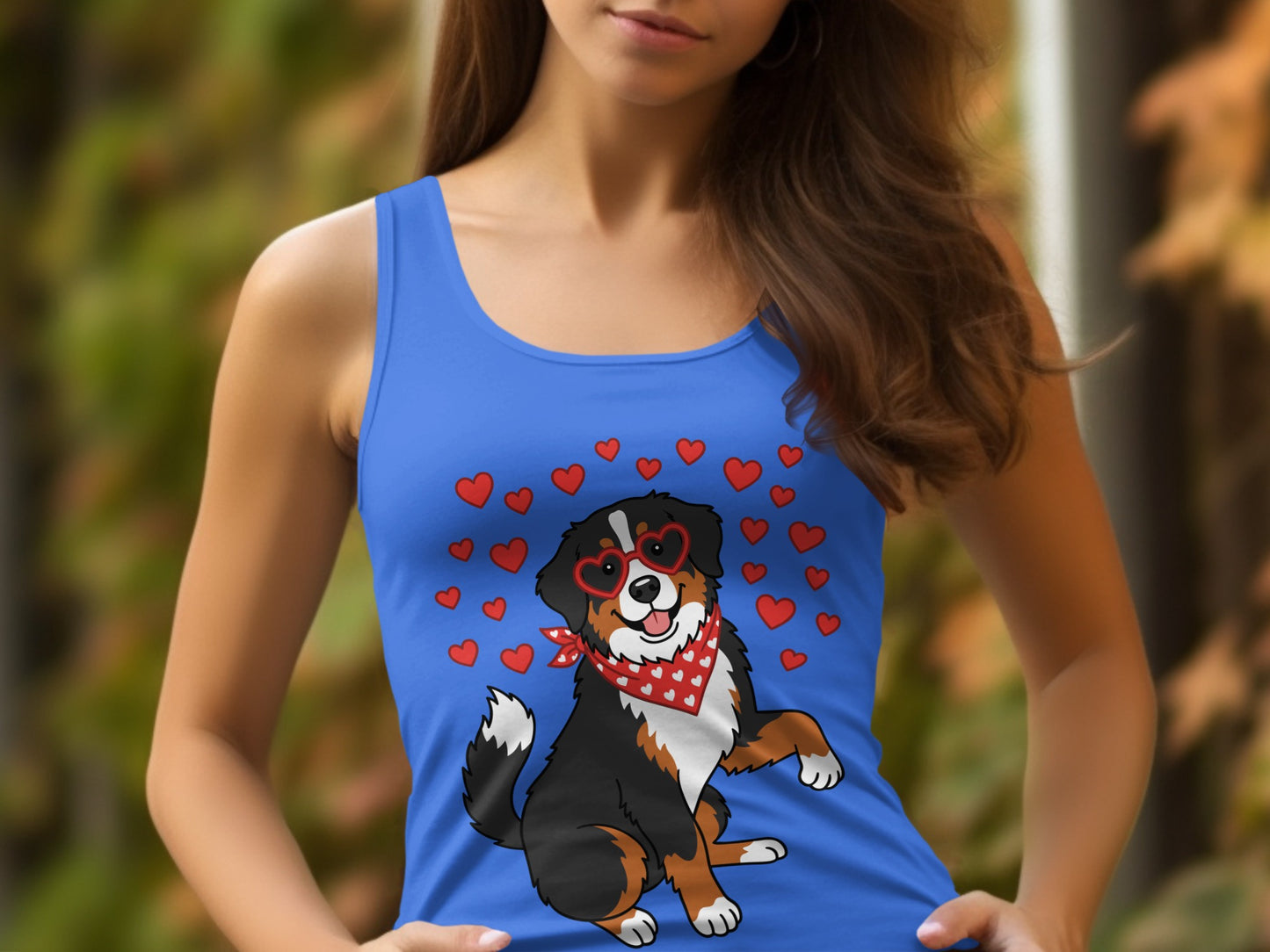 Cute Cartoon Dog with Hearts Design Tank Top