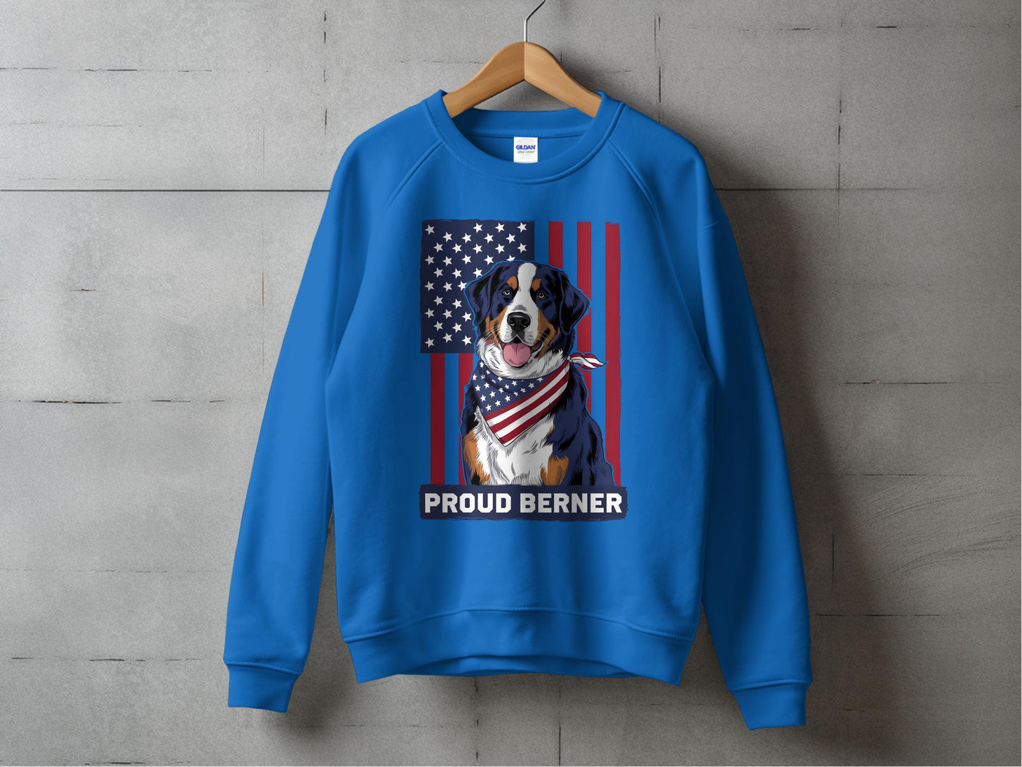Proud Berner Dog Blue Sweatshirt Patriotic Design product