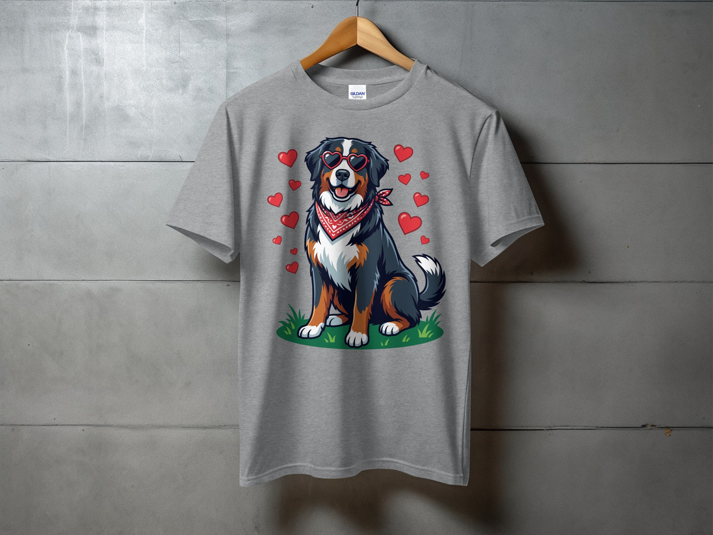 Cute Dog With Hearts Graphic Design T-shirt