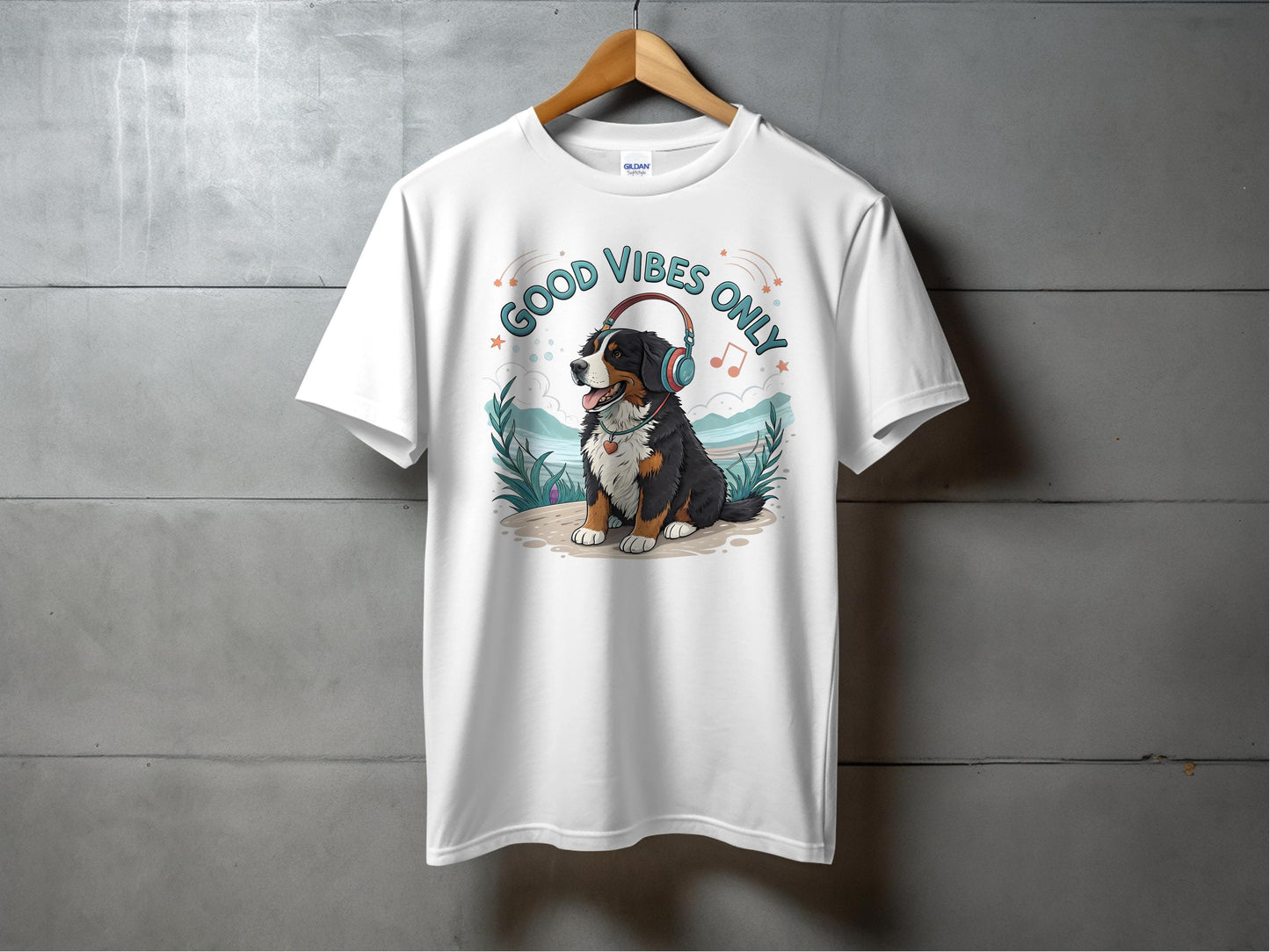 Good Vibes Only Dog with Headphones T-shirt product
