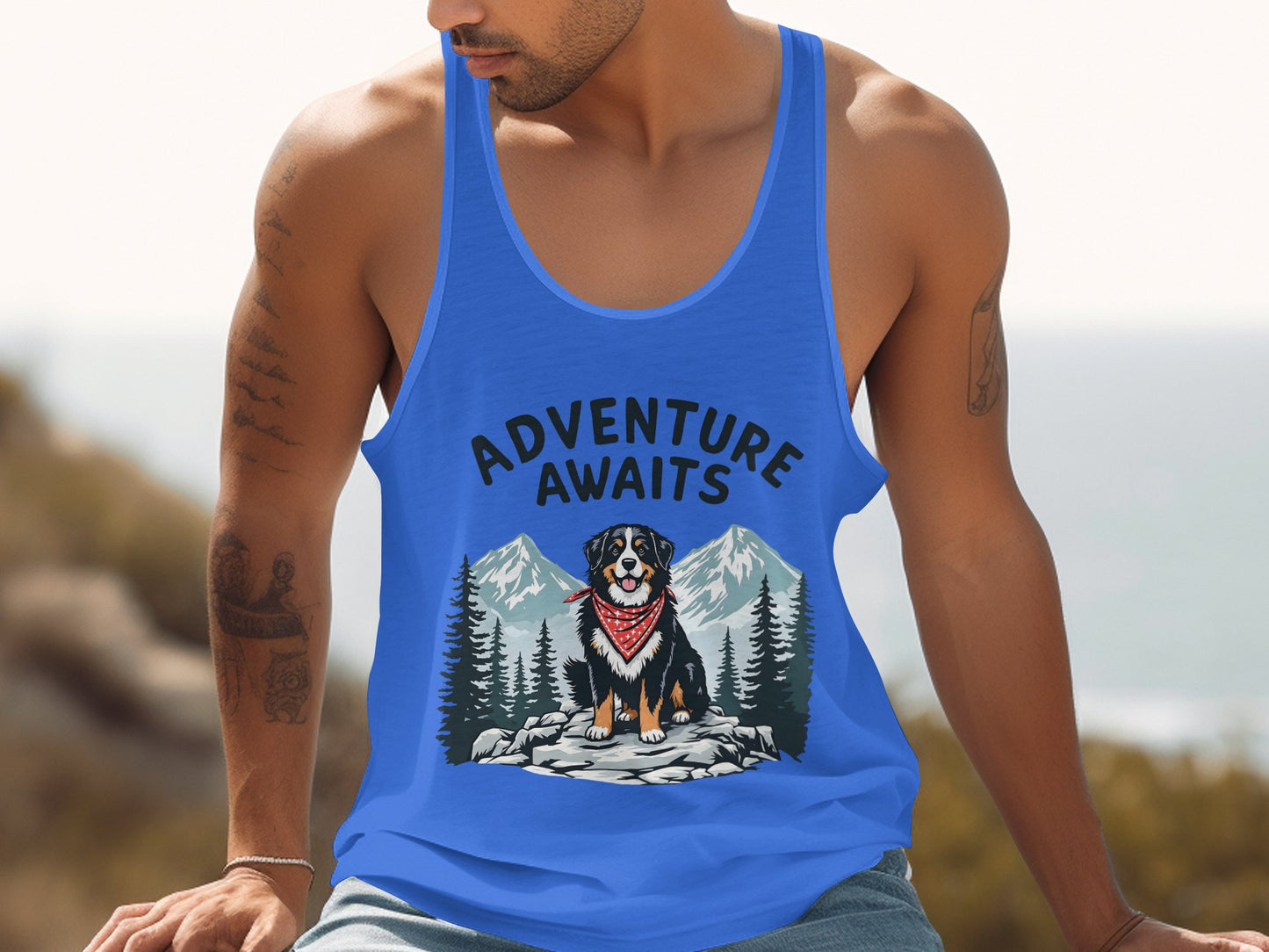 Adventure Awaits Dog Mountain Scene Tank Top product type