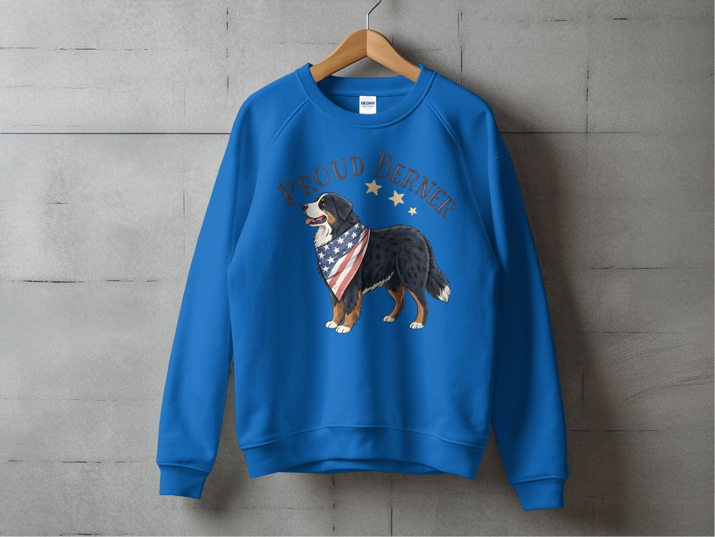Proud Berner Stars Graphic on Blue Sweatshirt product