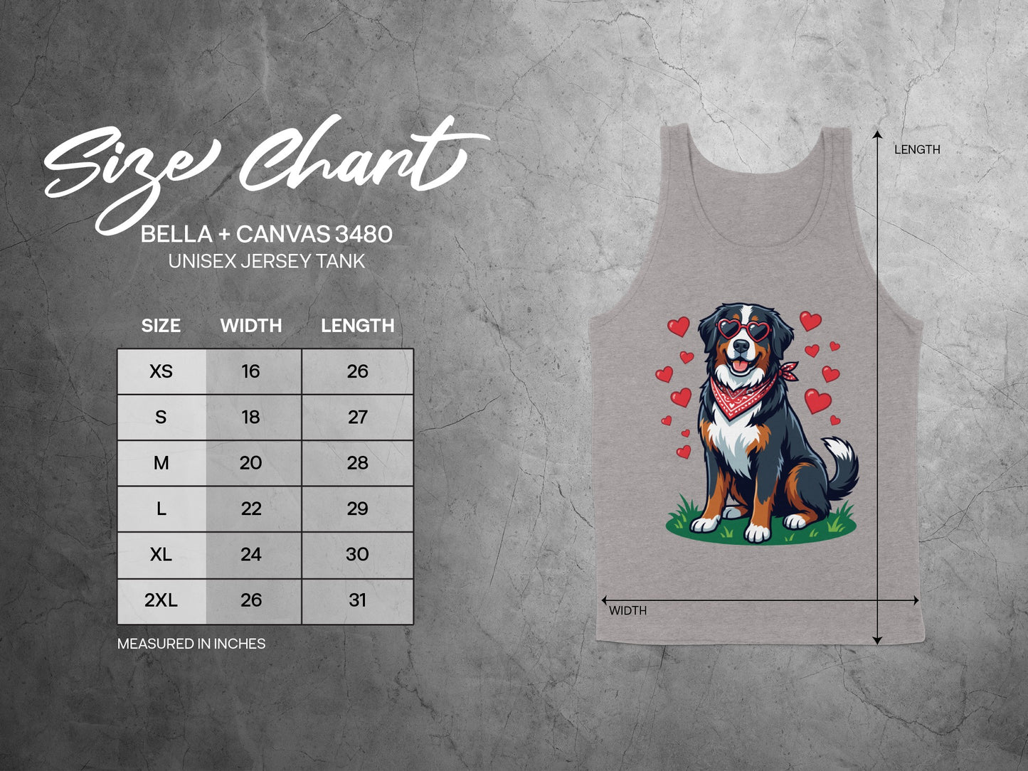 Cute Dog with Hearts Unisex Jersey Tank Top Shirt