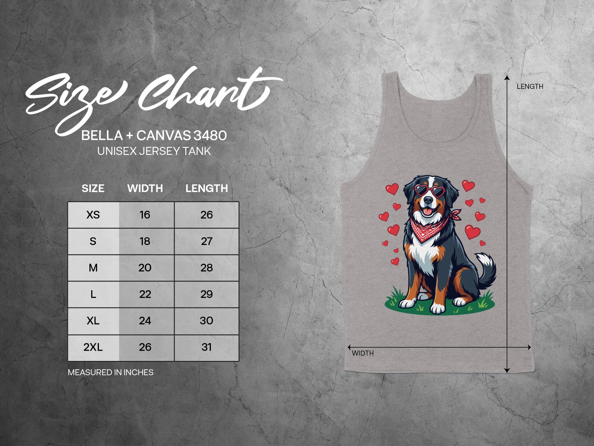 Cute Dog with Hearts Unisex Jersey Tank Top Shirt