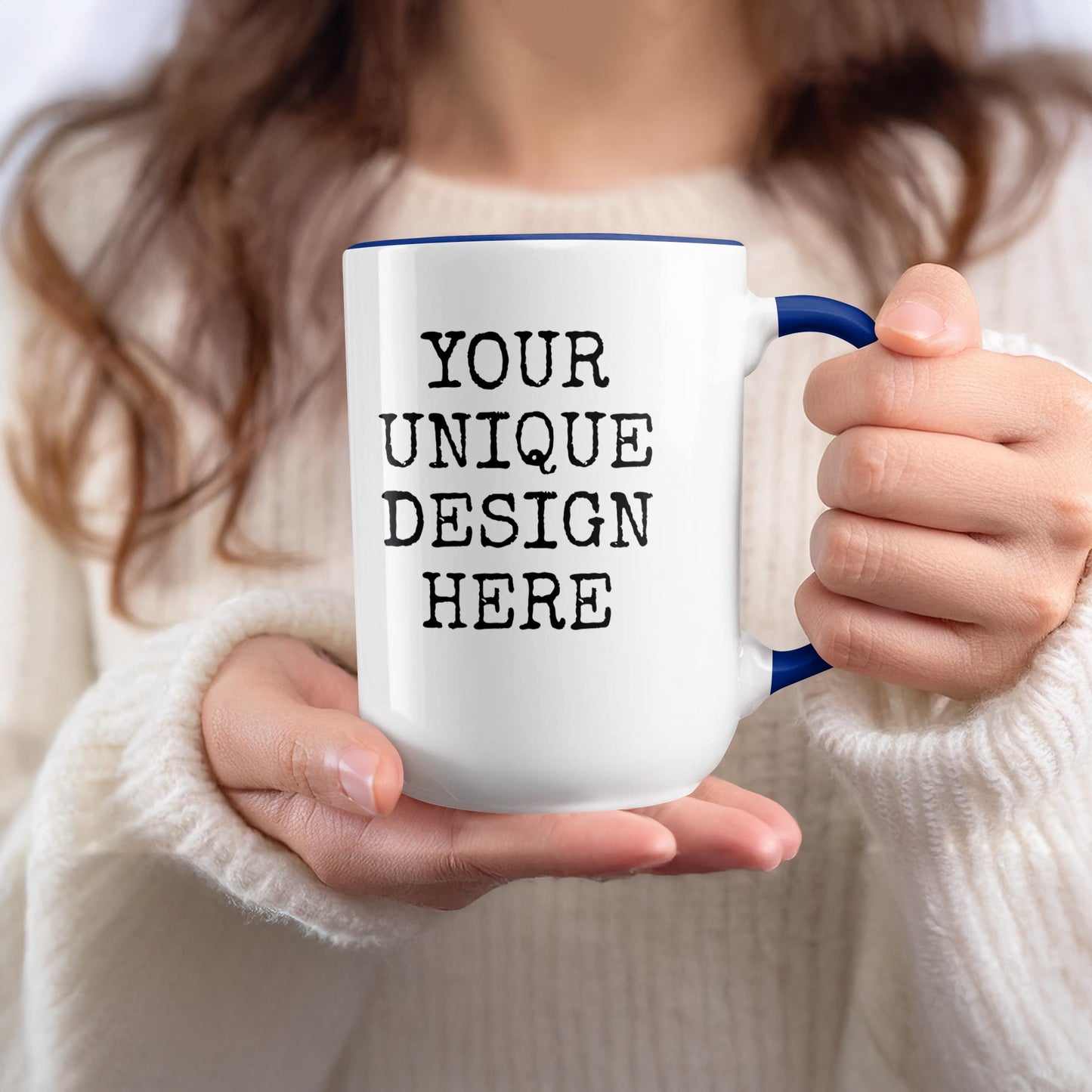 Customizable Unique Design White and Blue Mug product